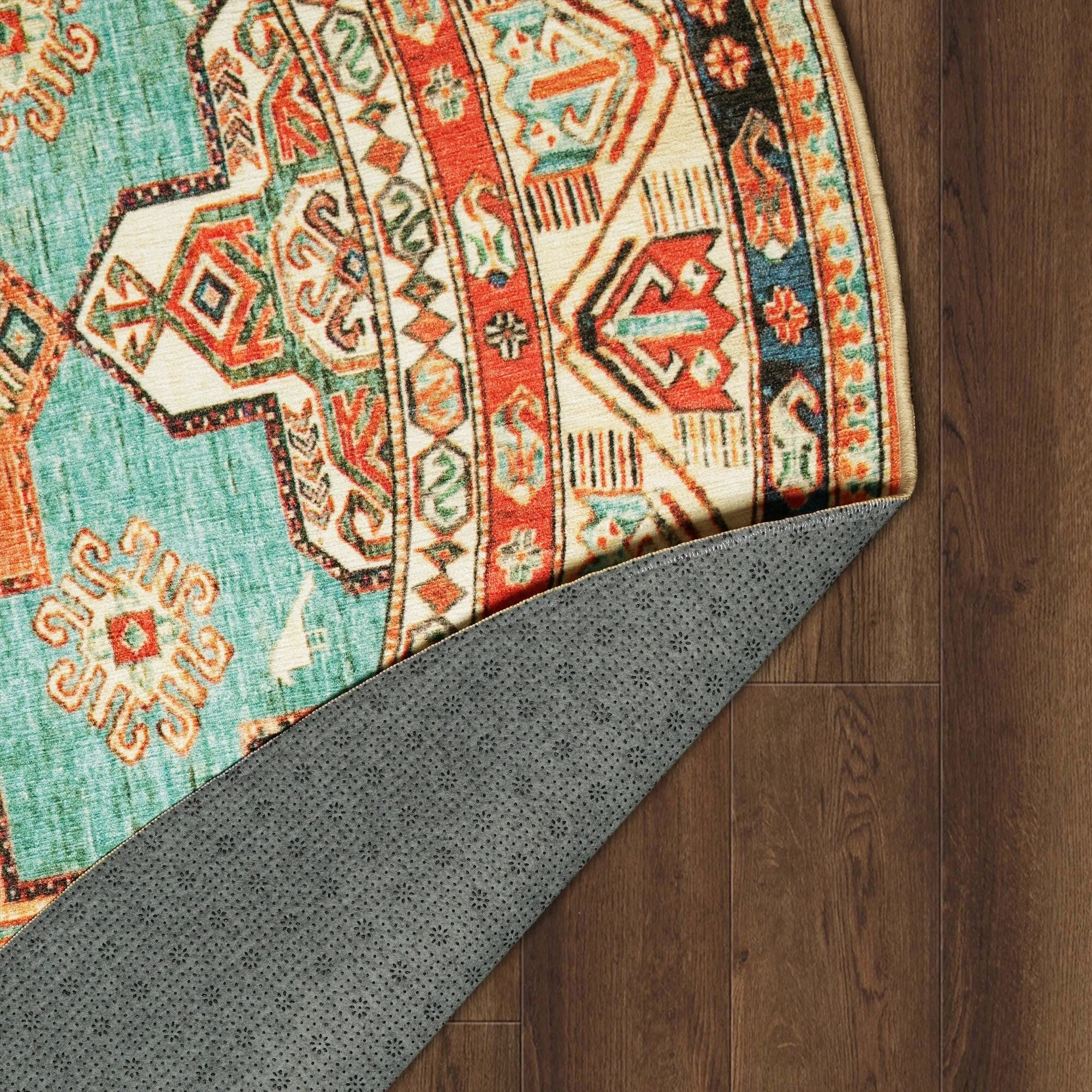 My Magic Carpet Turquoise Machine Washable Area Rug