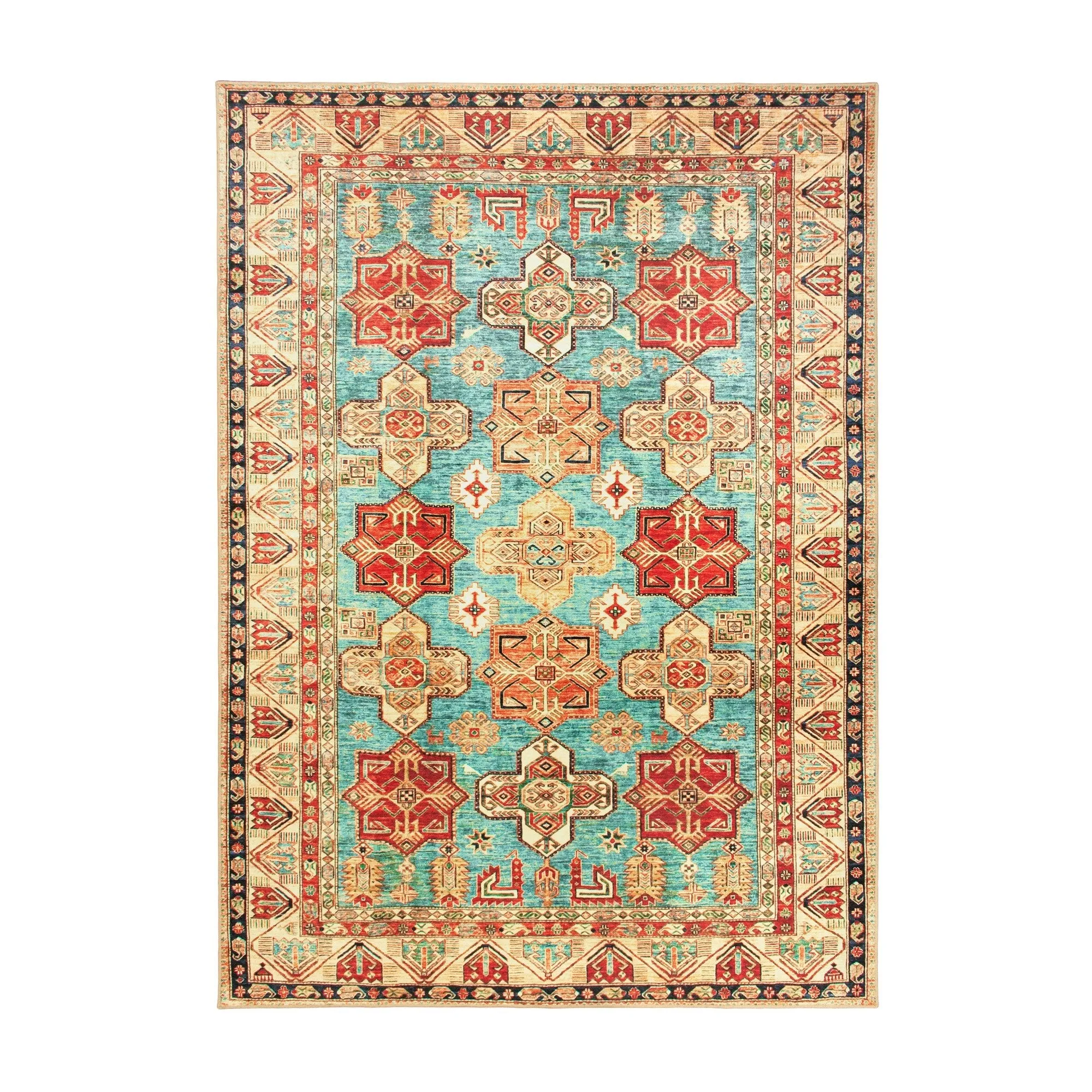 My Magic Carpet Turquoise Machine Washable Area Rug