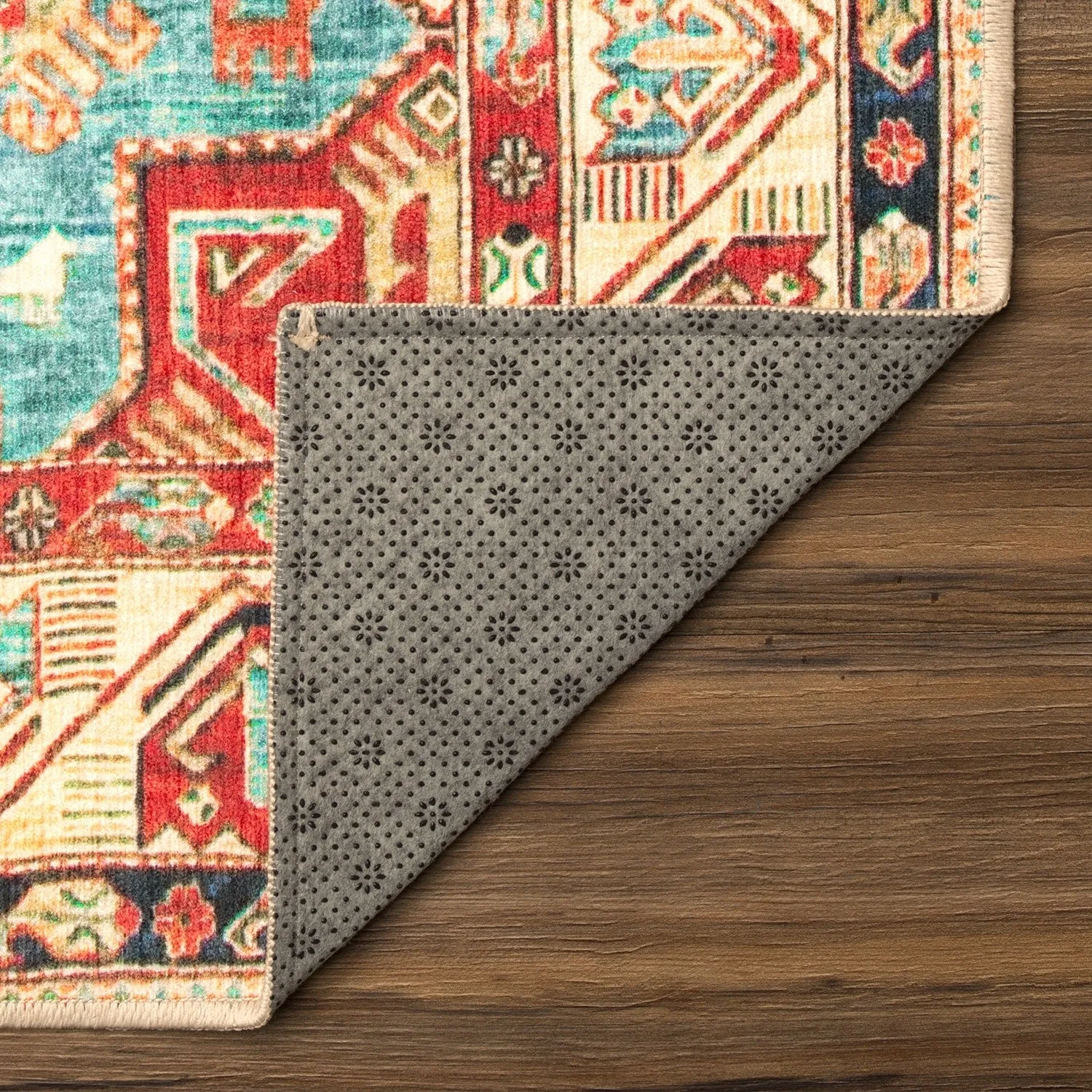 My Magic Carpet Turquoise Machine Washable Area Rug