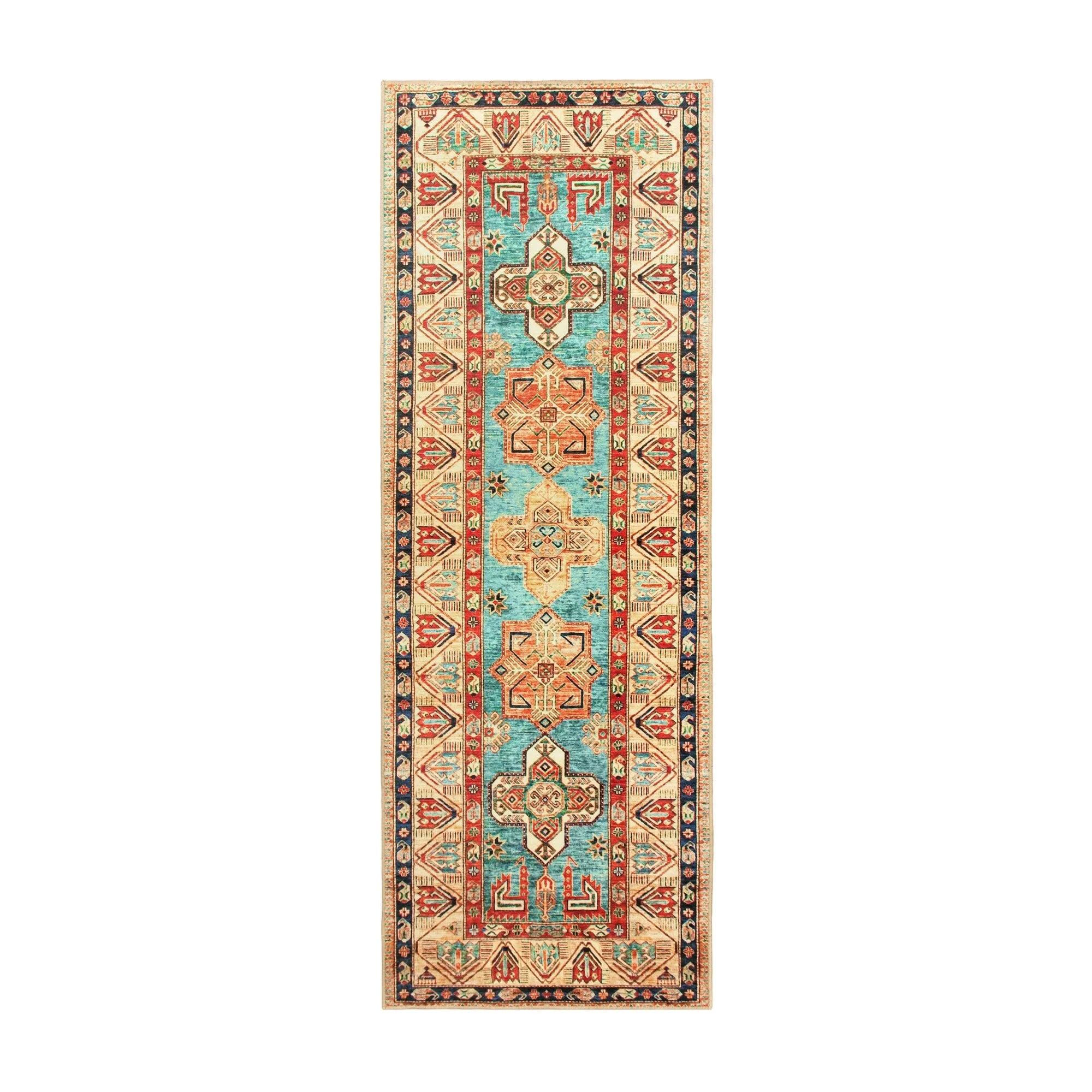 My Magic Carpet Turquoise Machine Washable Area Rug