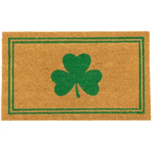 Natural Coir Shamrock with Stripes Outdoor Doormat 18 x 30
