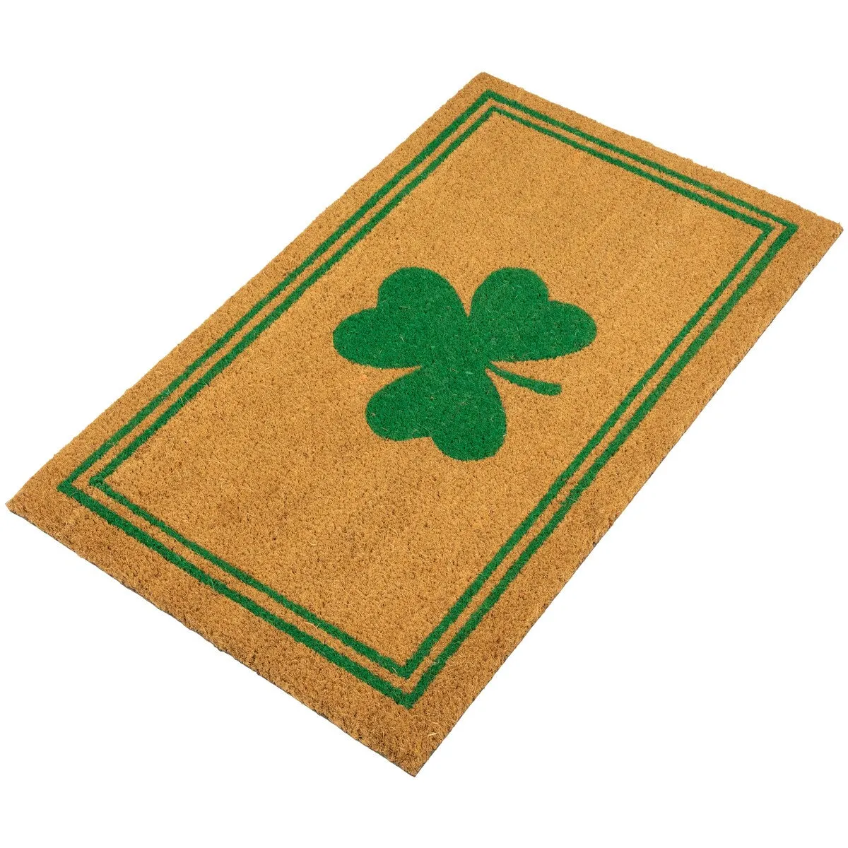 Natural Coir Shamrock with Stripes Outdoor Doormat 18 x 30