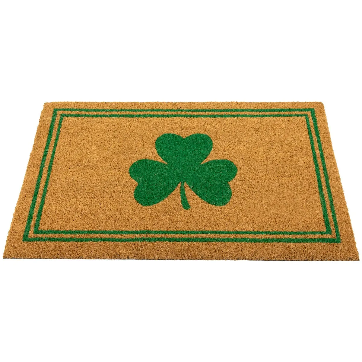 Natural Coir Shamrock with Stripes Outdoor Doormat 18 x 30
