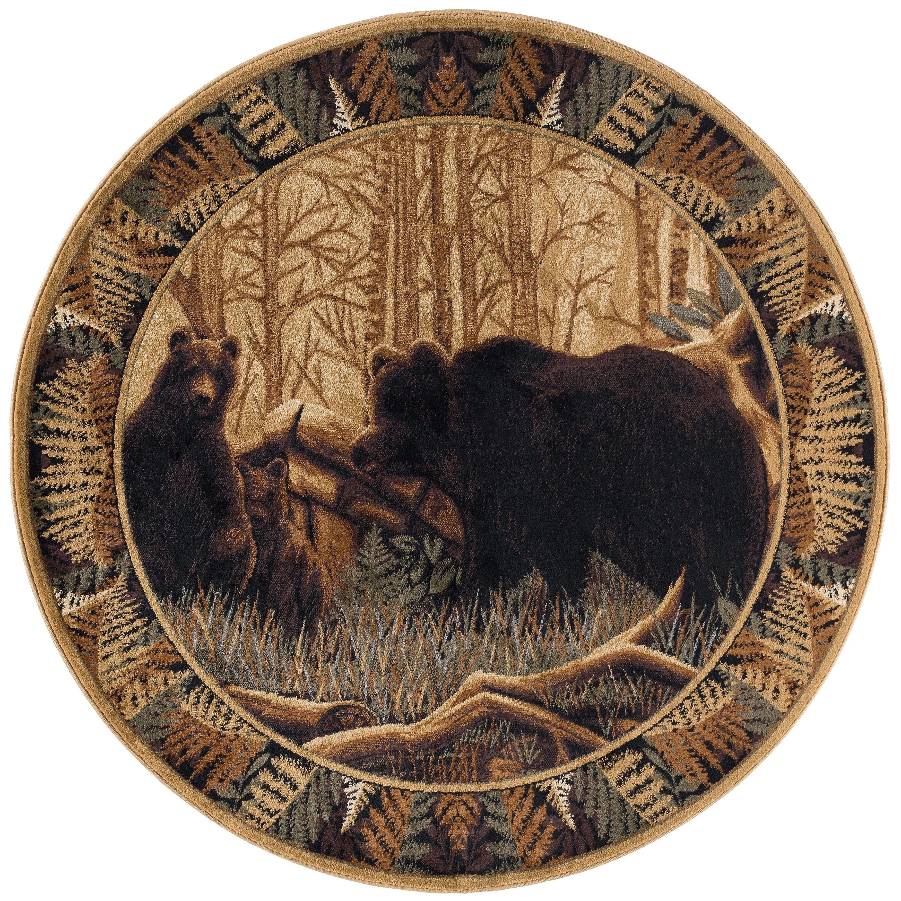 Natural Lodge Novelty Graphic Indoor Area Rug