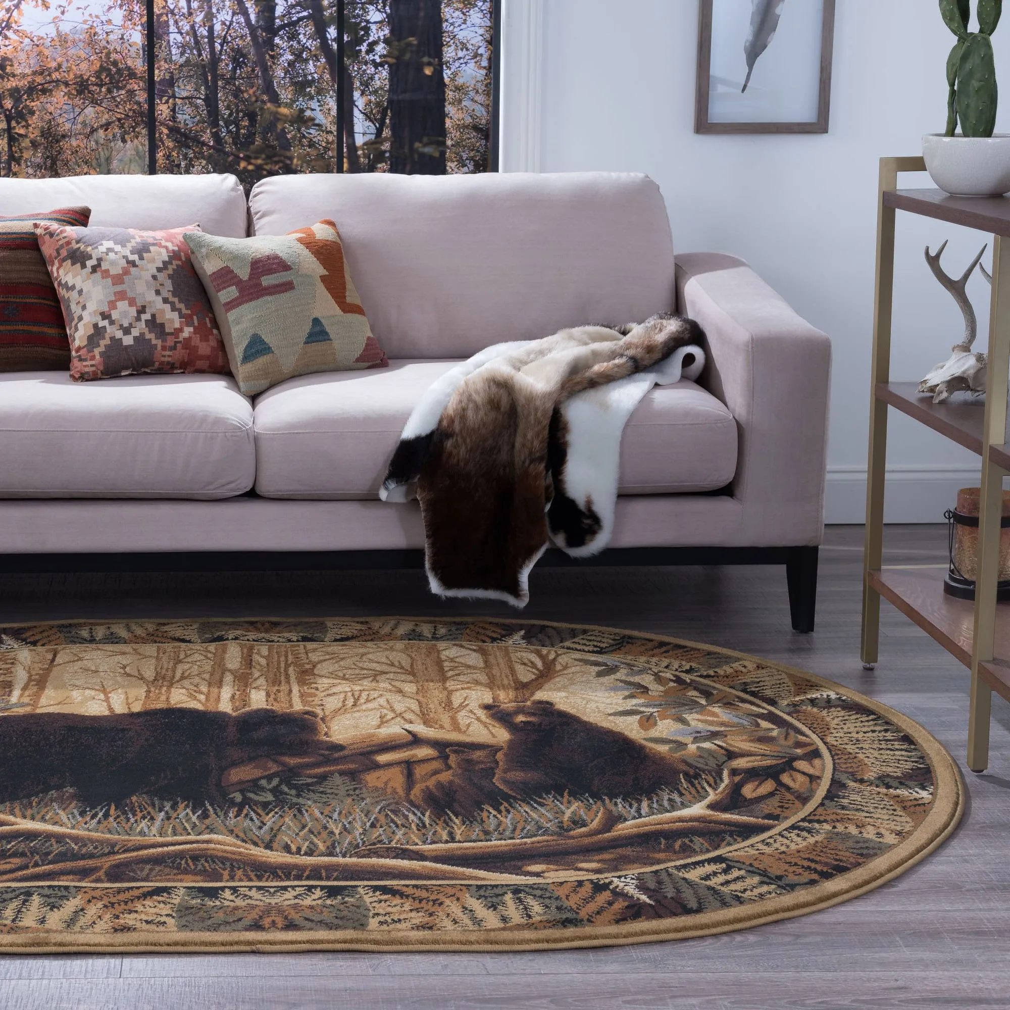 Natural Lodge Novelty Graphic Indoor Area Rug