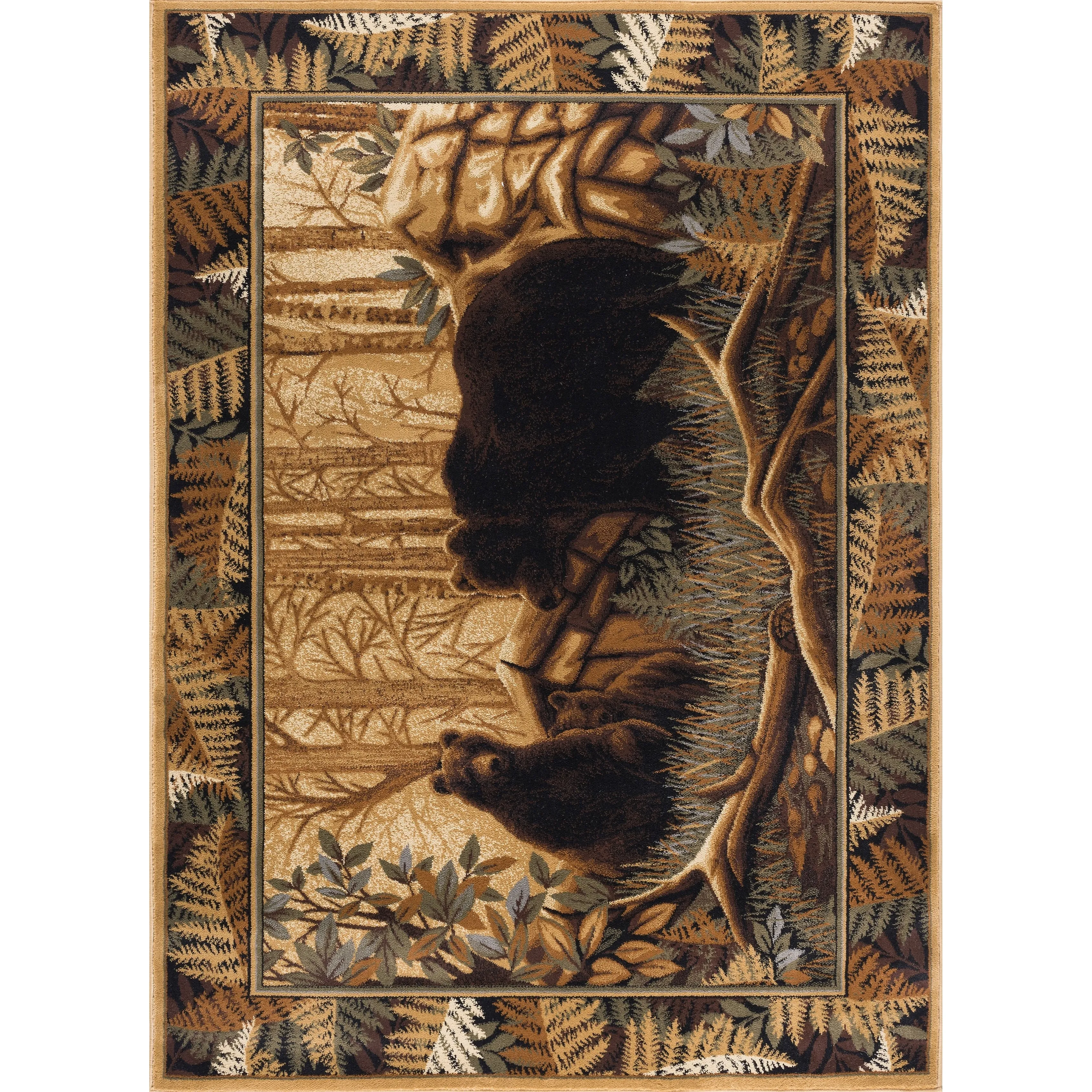 Natural Lodge Novelty Graphic Indoor Area Rug