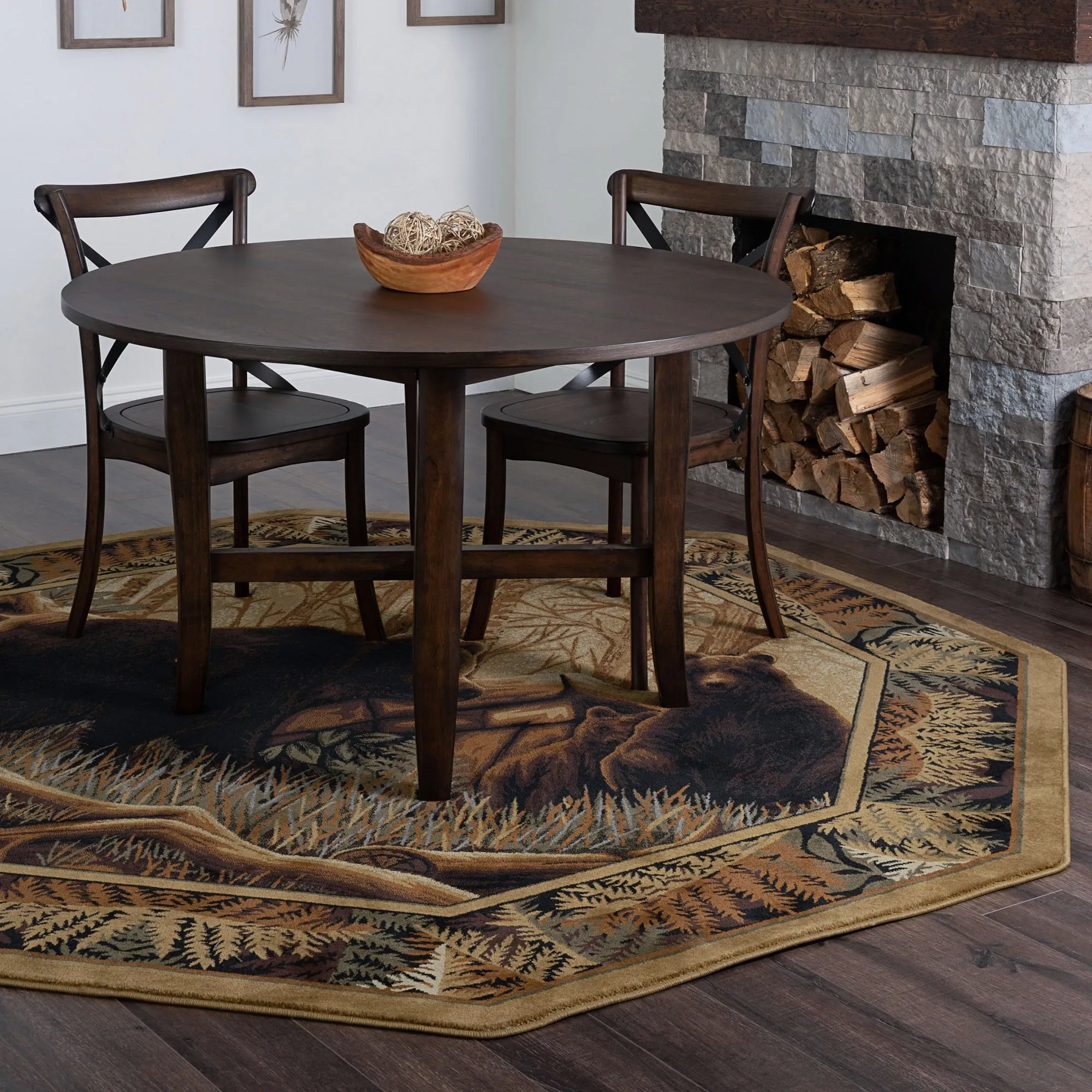 Natural Lodge Novelty Graphic Indoor Area Rug