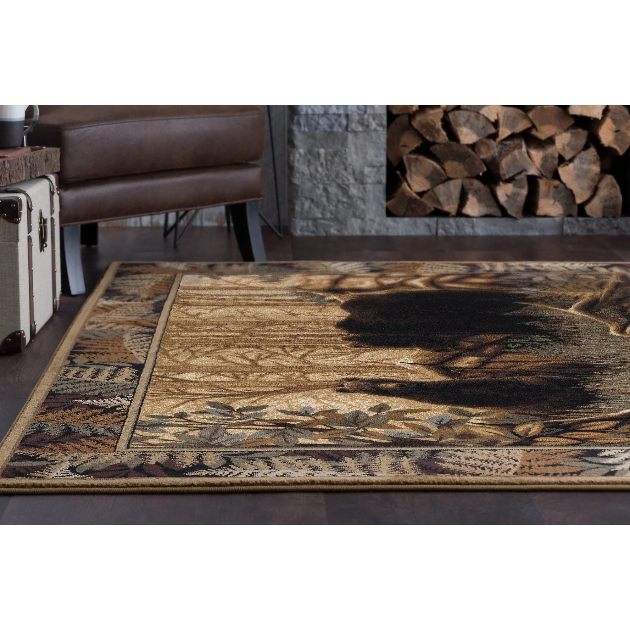 Natural Lodge Novelty Graphic Indoor Area Rug