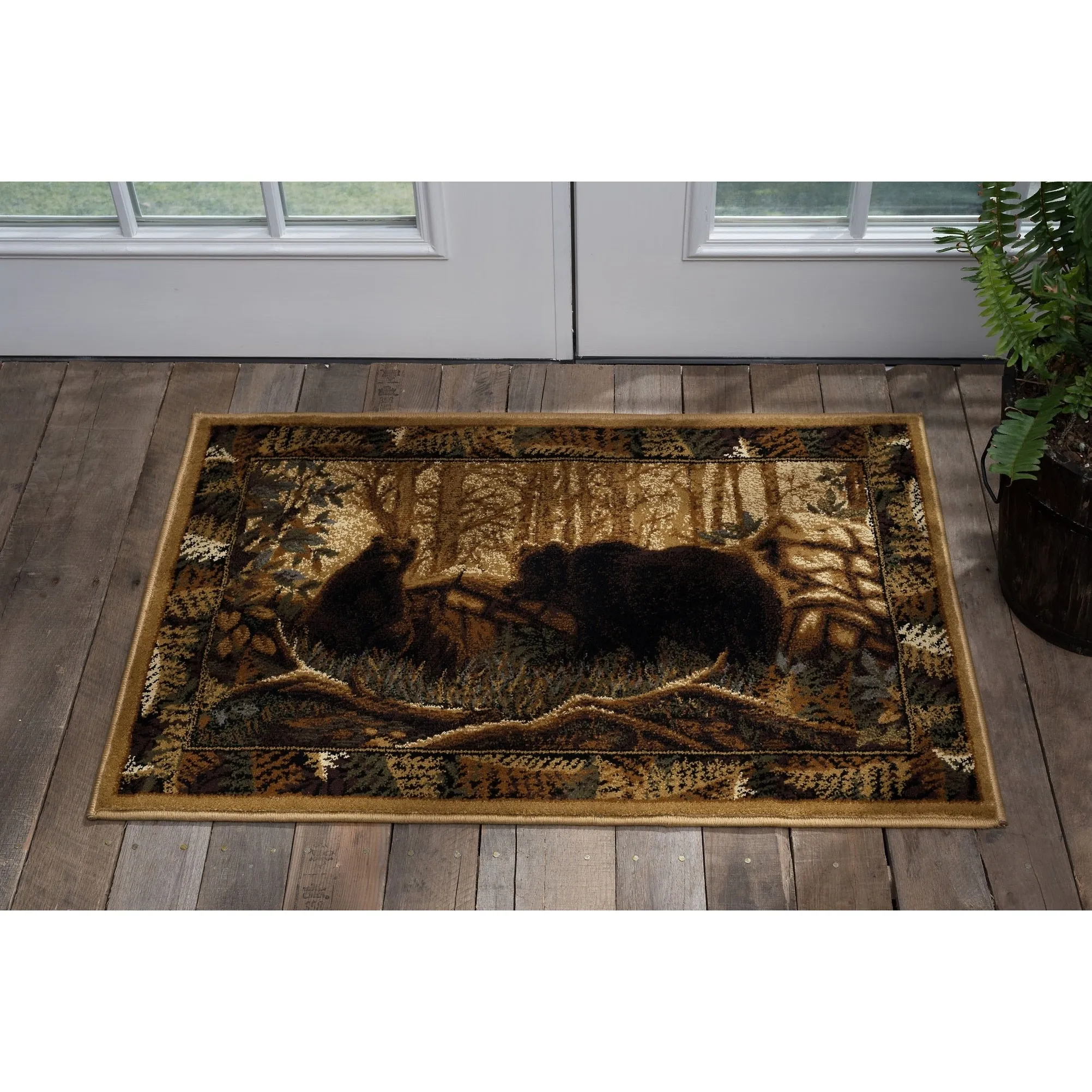 Natural Lodge Novelty Graphic Indoor Area Rug