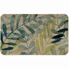 Natural Linen Look Decorative Low Profile Indoor/Outdoor Floor Mat with Recycled Rubber Back. Gossamer Palm. 29.5 x 17.75.