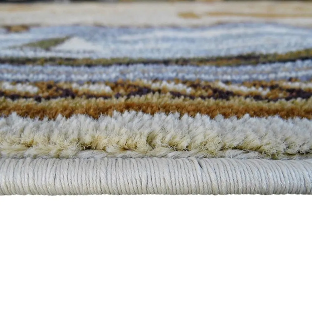Nautical Themed Multipurpose Olefin Area Rug for Indoor Use