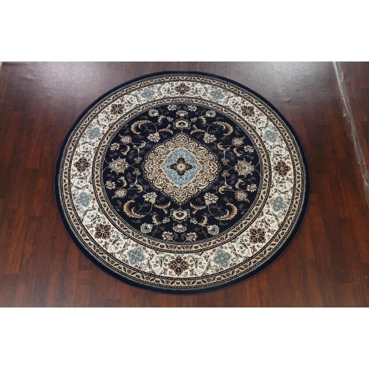 Navy Blue Floral Oriental Traditional Tabriz Area Rug Turkish Carpet