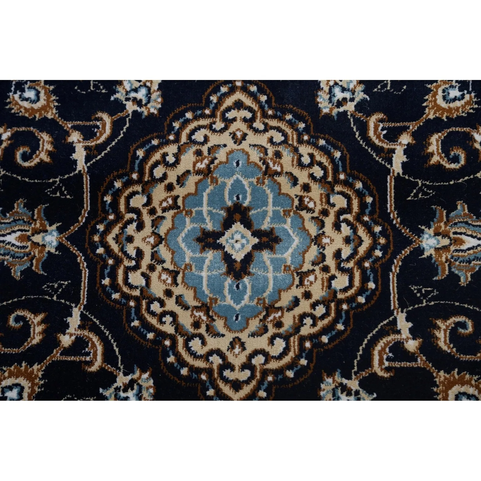 Navy Blue Floral Oriental Traditional Tabriz Area Rug Turkish Carpet