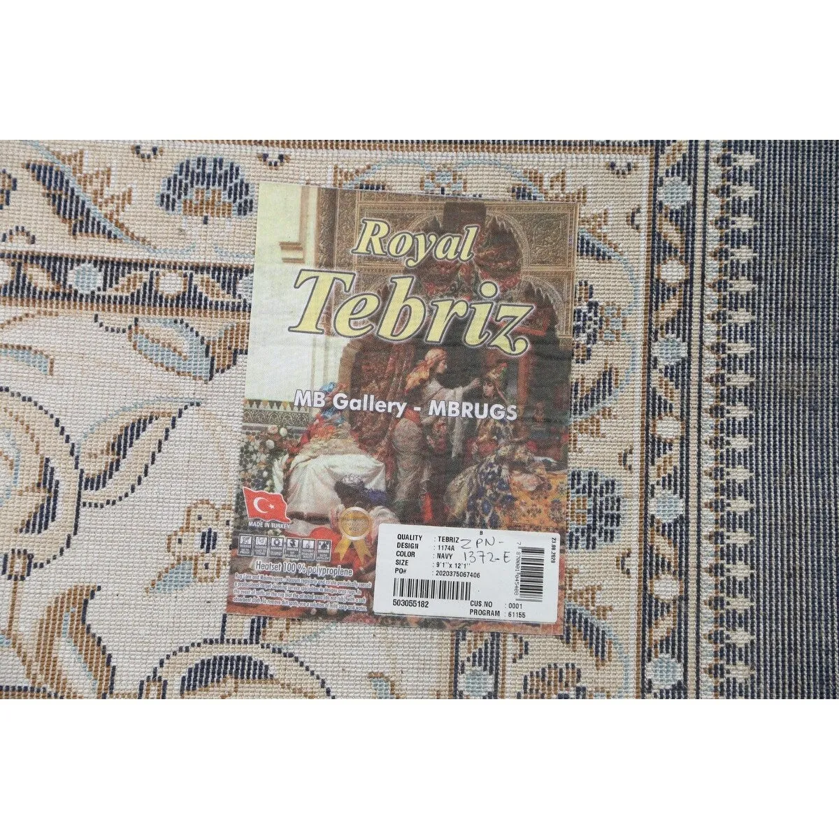 Navy Blue Floral Oriental Traditional Tabriz Area Rug Turkish Carpet