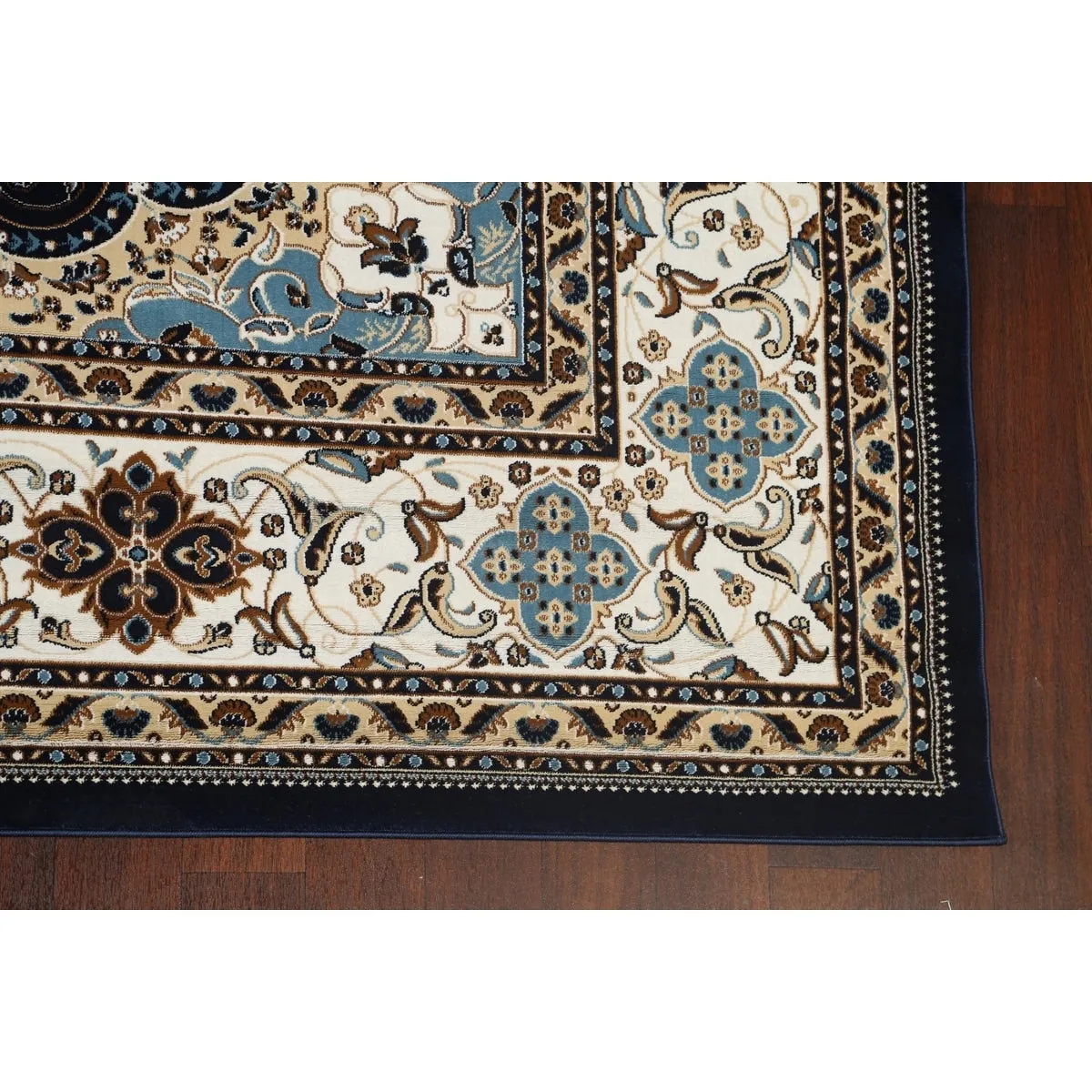 Navy Blue Floral Oriental Traditional Tabriz Area Rug Turkish Carpet