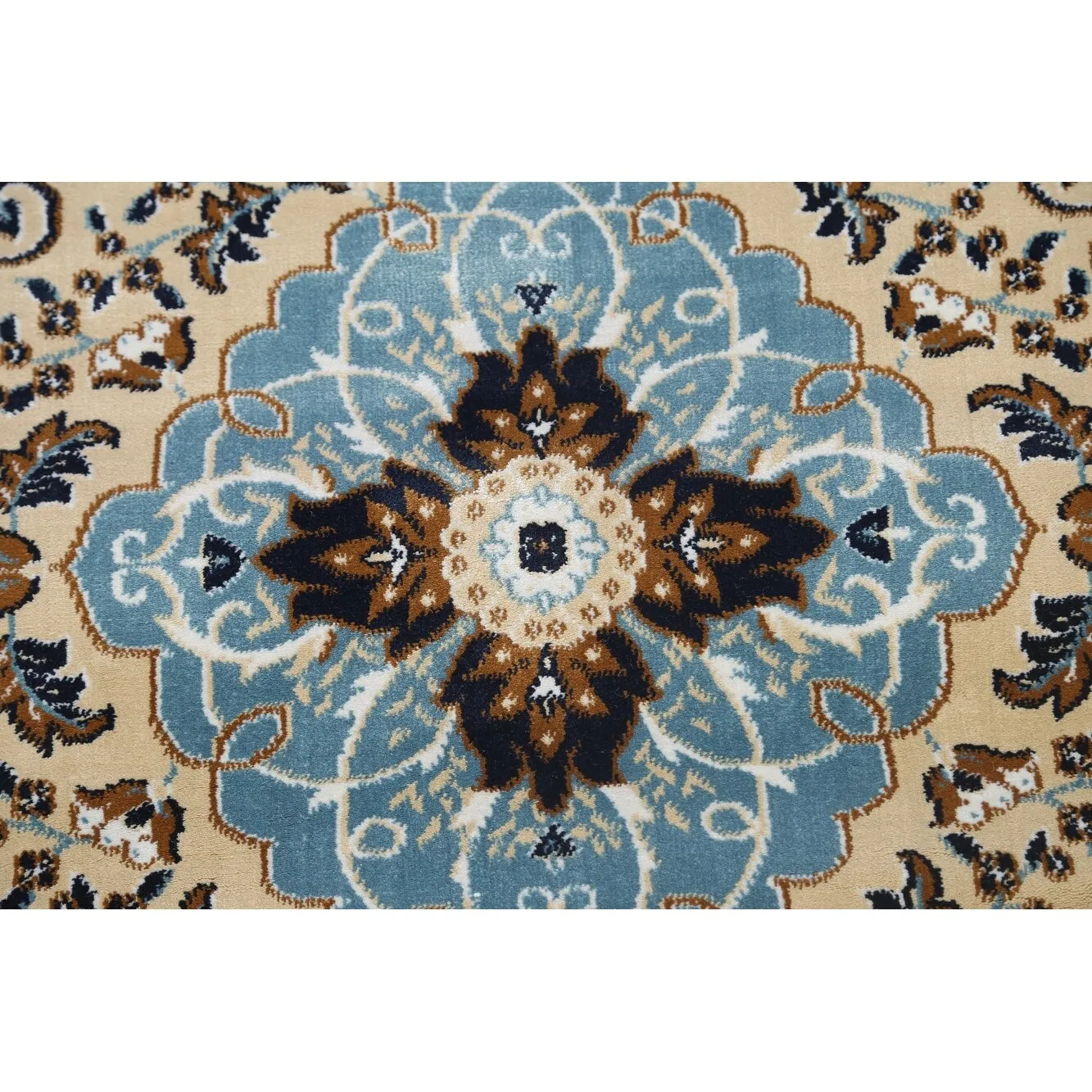 Navy Blue Floral Oriental Traditional Tabriz Area Rug Turkish Carpet
