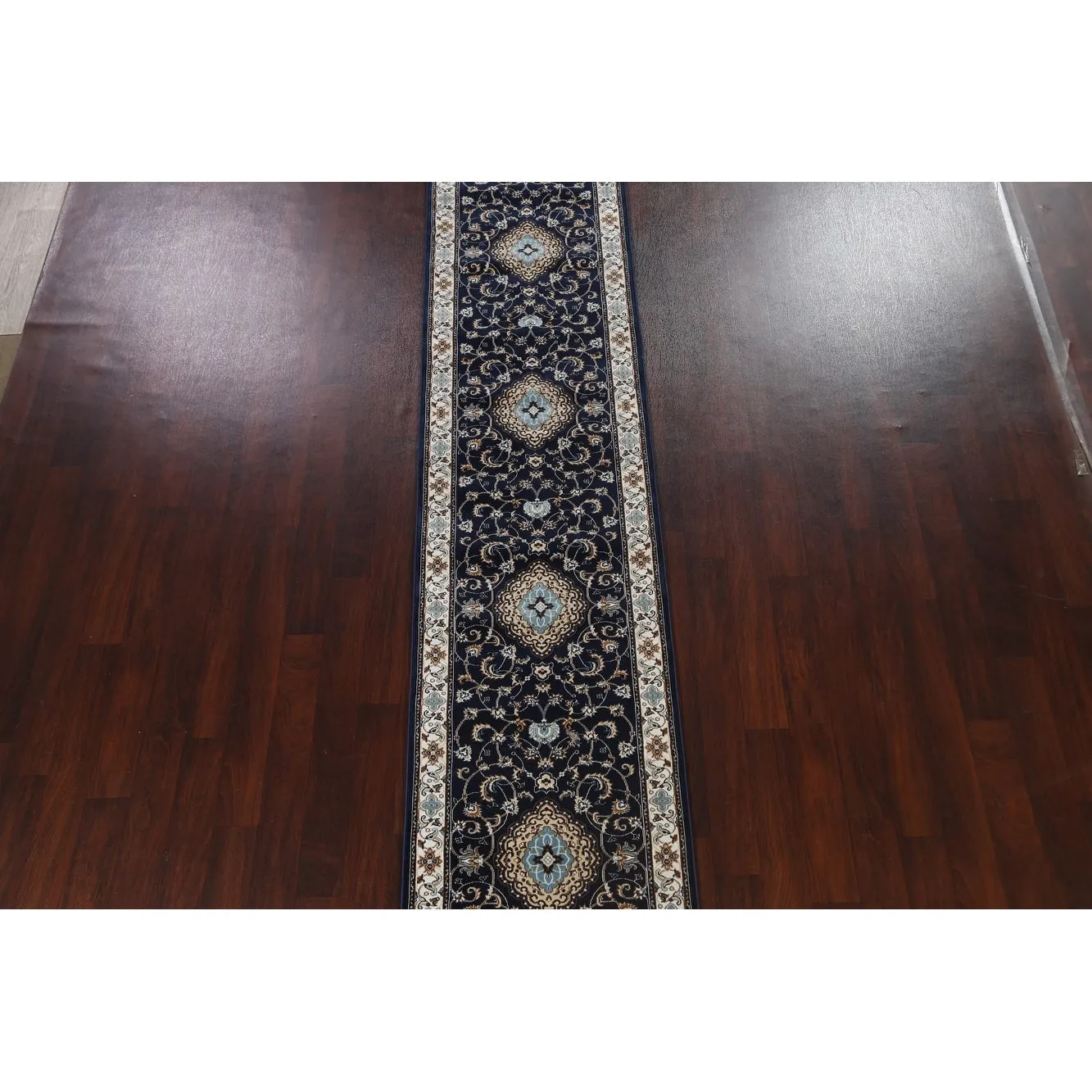 Navy Blue Floral Oriental Traditional Tabriz Area Rug Turkish Carpet