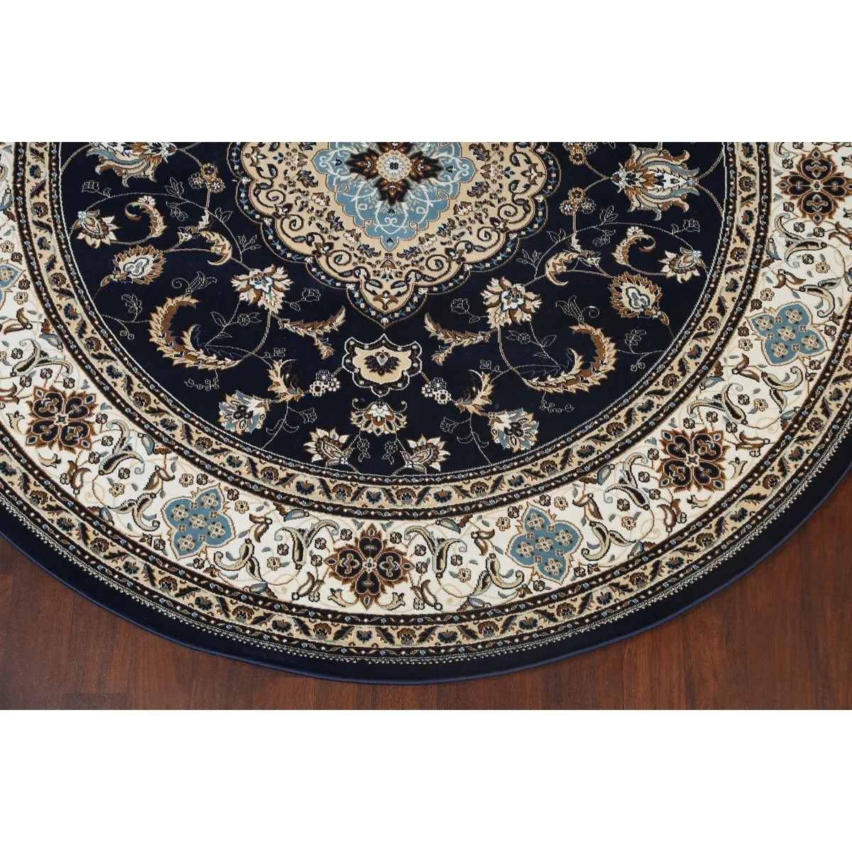 Navy Blue Floral Oriental Traditional Tabriz Area Rug Turkish Carpet