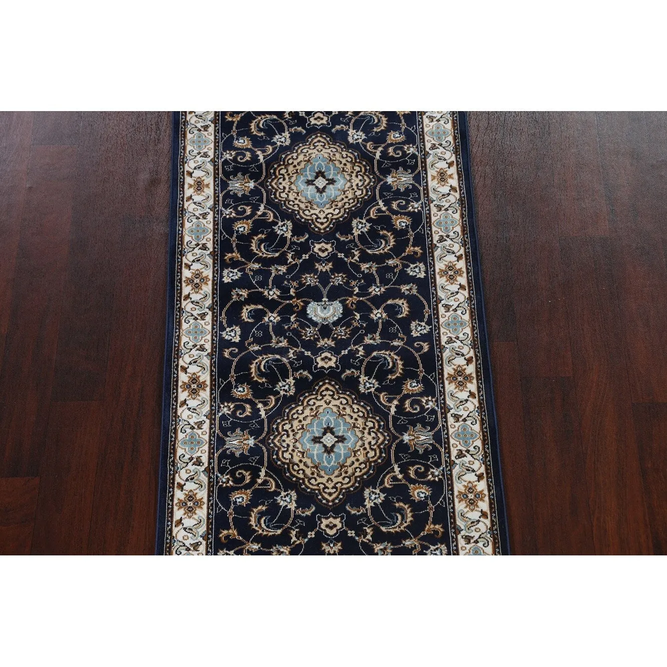 Navy Blue Floral Oriental Traditional Tabriz Area Rug Turkish Carpet