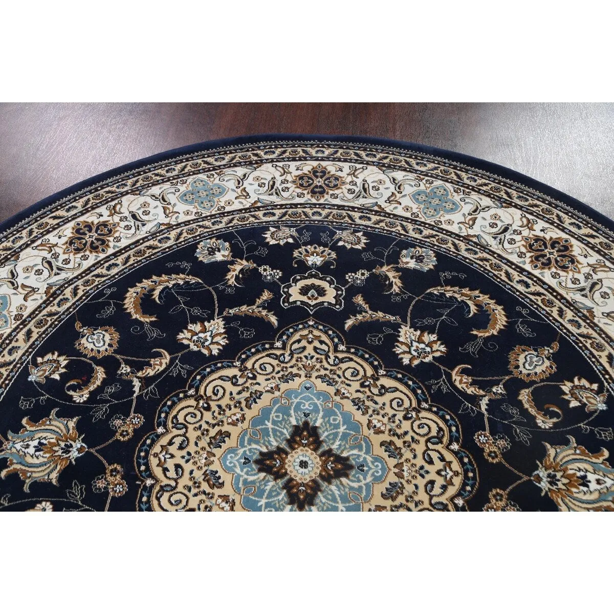Navy Blue Floral Oriental Traditional Tabriz Area Rug Turkish Carpet