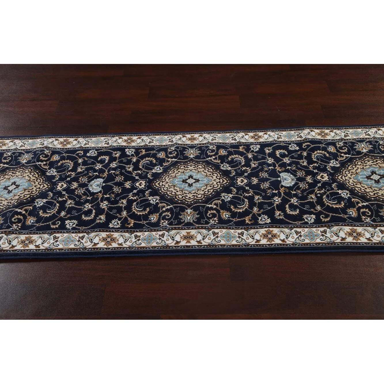 Navy Blue Floral Oriental Traditional Tabriz Area Rug Turkish Carpet