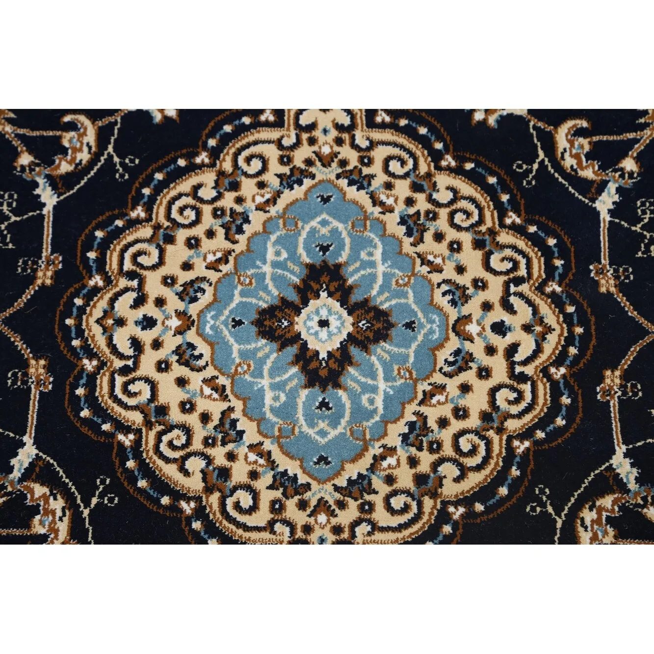 Navy Blue Floral Oriental Traditional Tabriz Area Rug Turkish Carpet