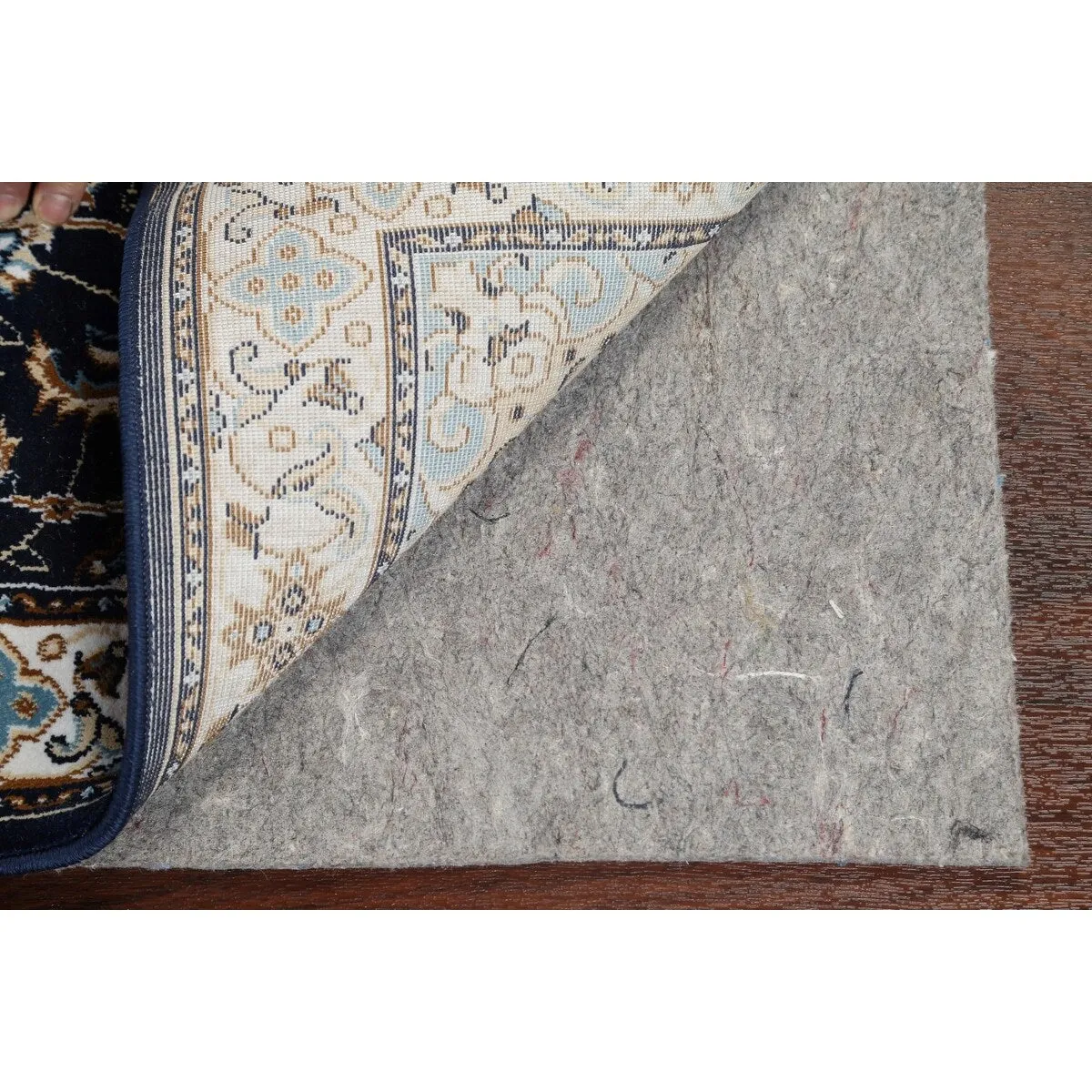 Navy Blue Floral Oriental Traditional Tabriz Area Rug Turkish Carpet