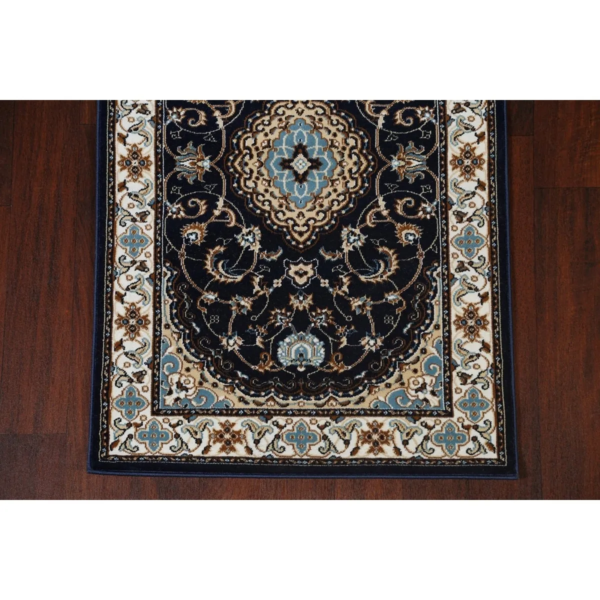 Navy Blue Floral Oriental Traditional Tabriz Area Rug Turkish Carpet