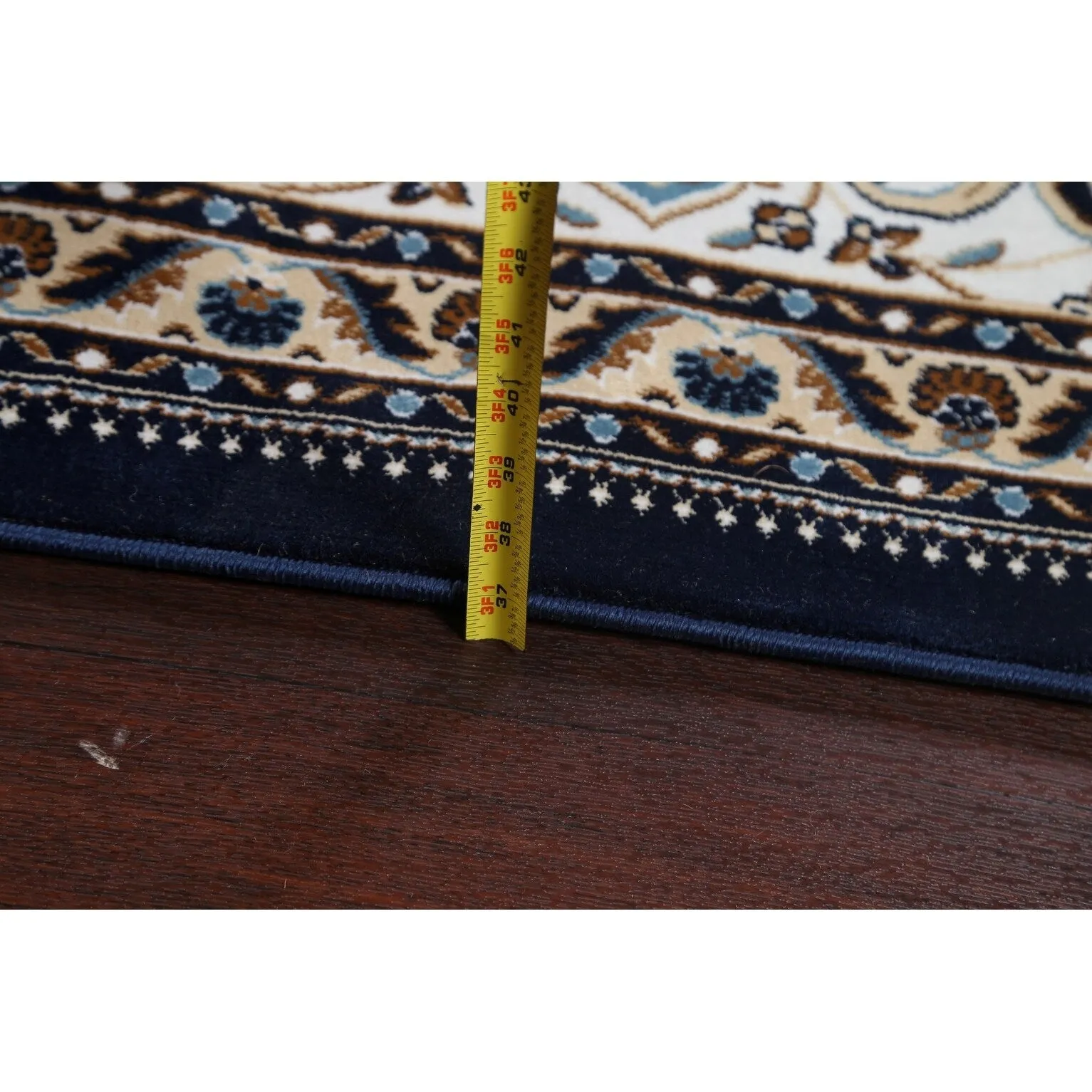 Navy Blue Floral Oriental Traditional Tabriz Area Rug Turkish Carpet