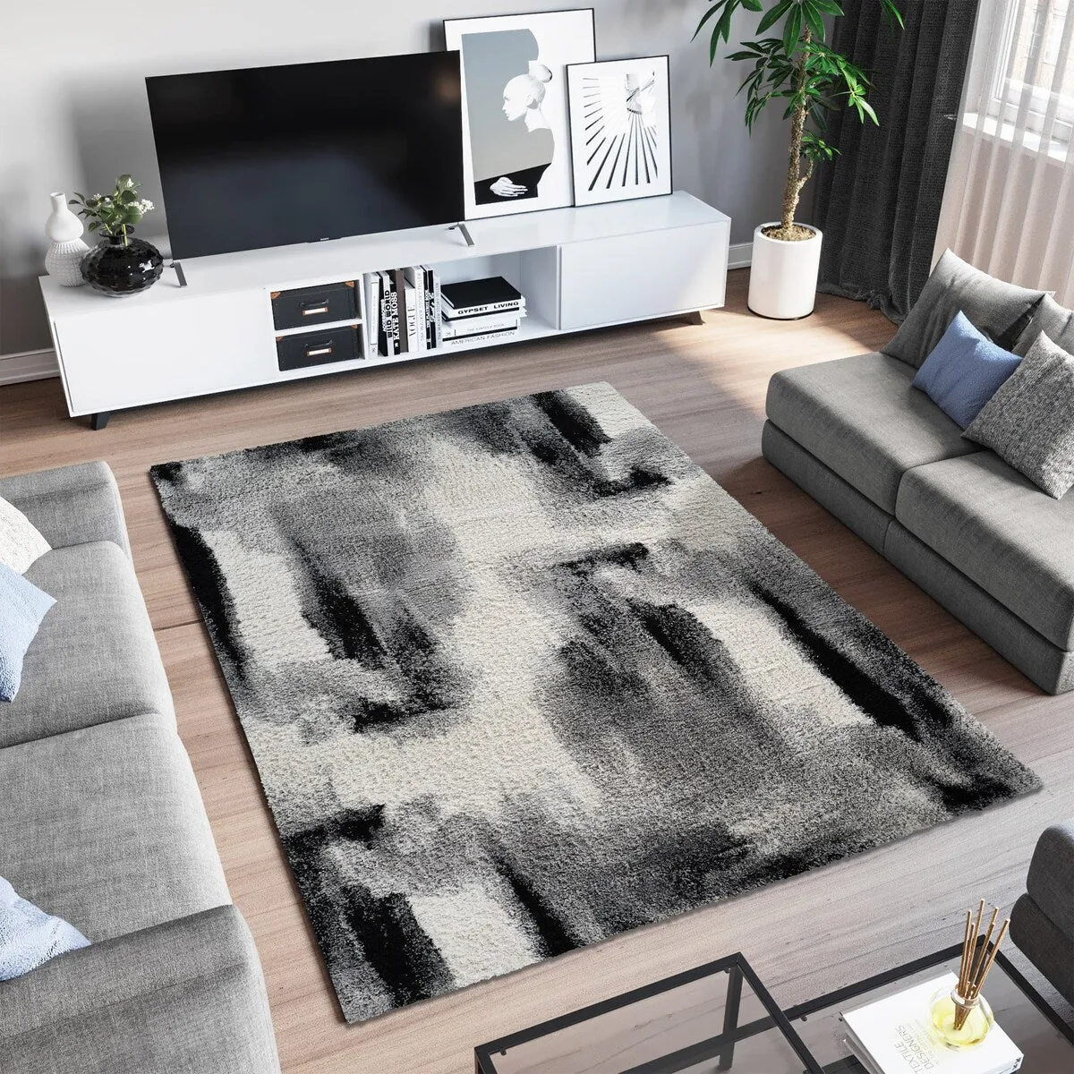 Noori Rug Lux Gordon Abstract Modern 2-inch Thick Shag Rug