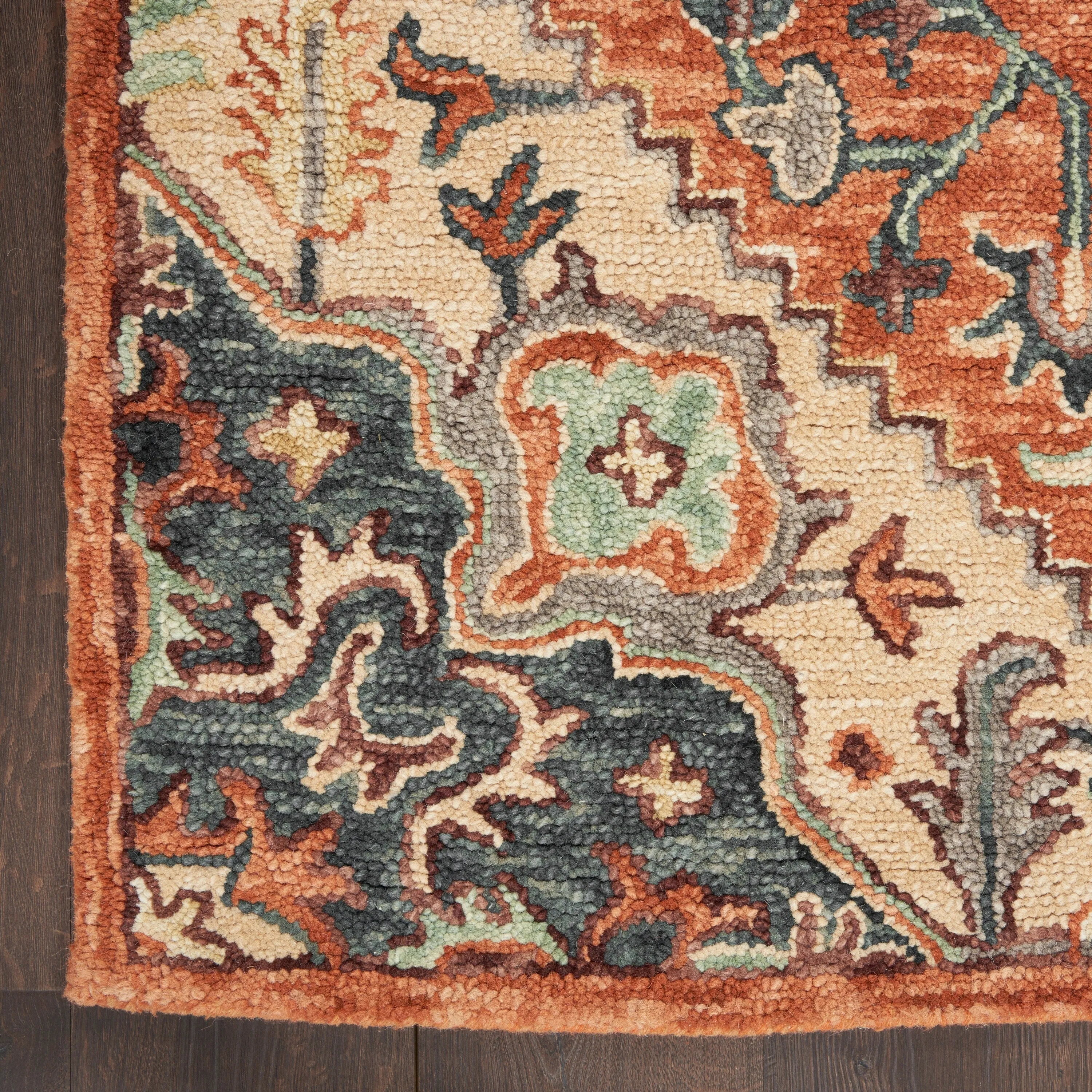 Nourison Bahari Hand-tufted Orange Persian Medallion Wool Area Rug