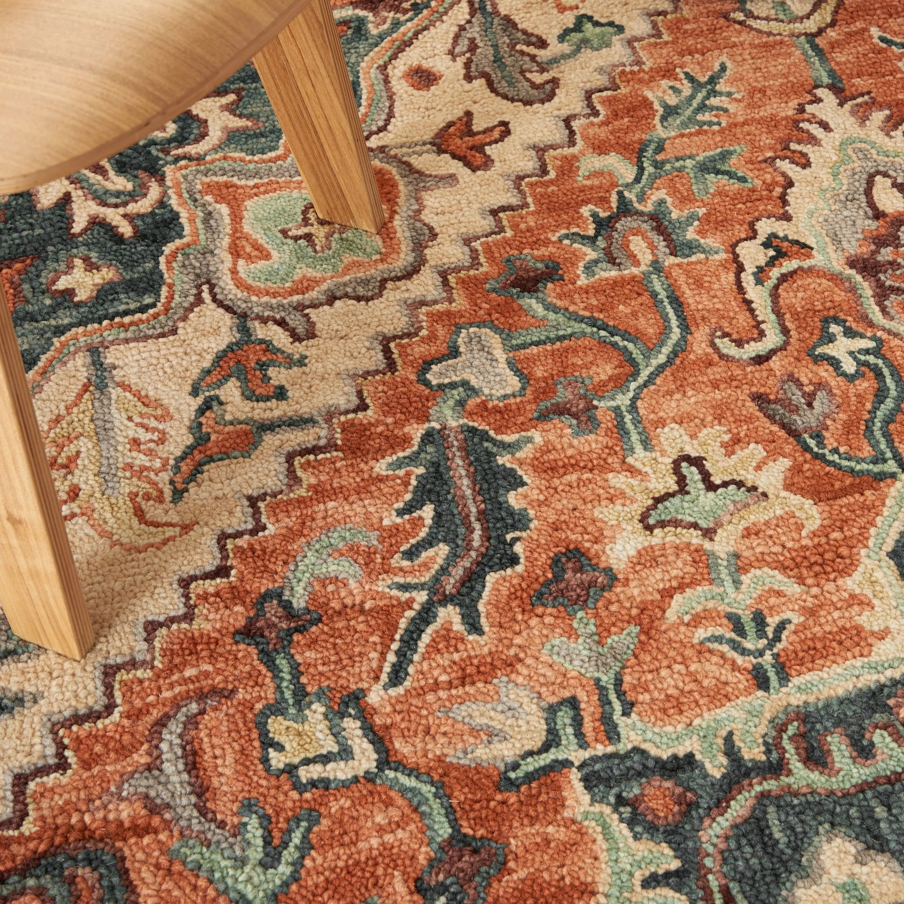 Nourison Bahari Hand-tufted Orange Persian Medallion Wool Area Rug