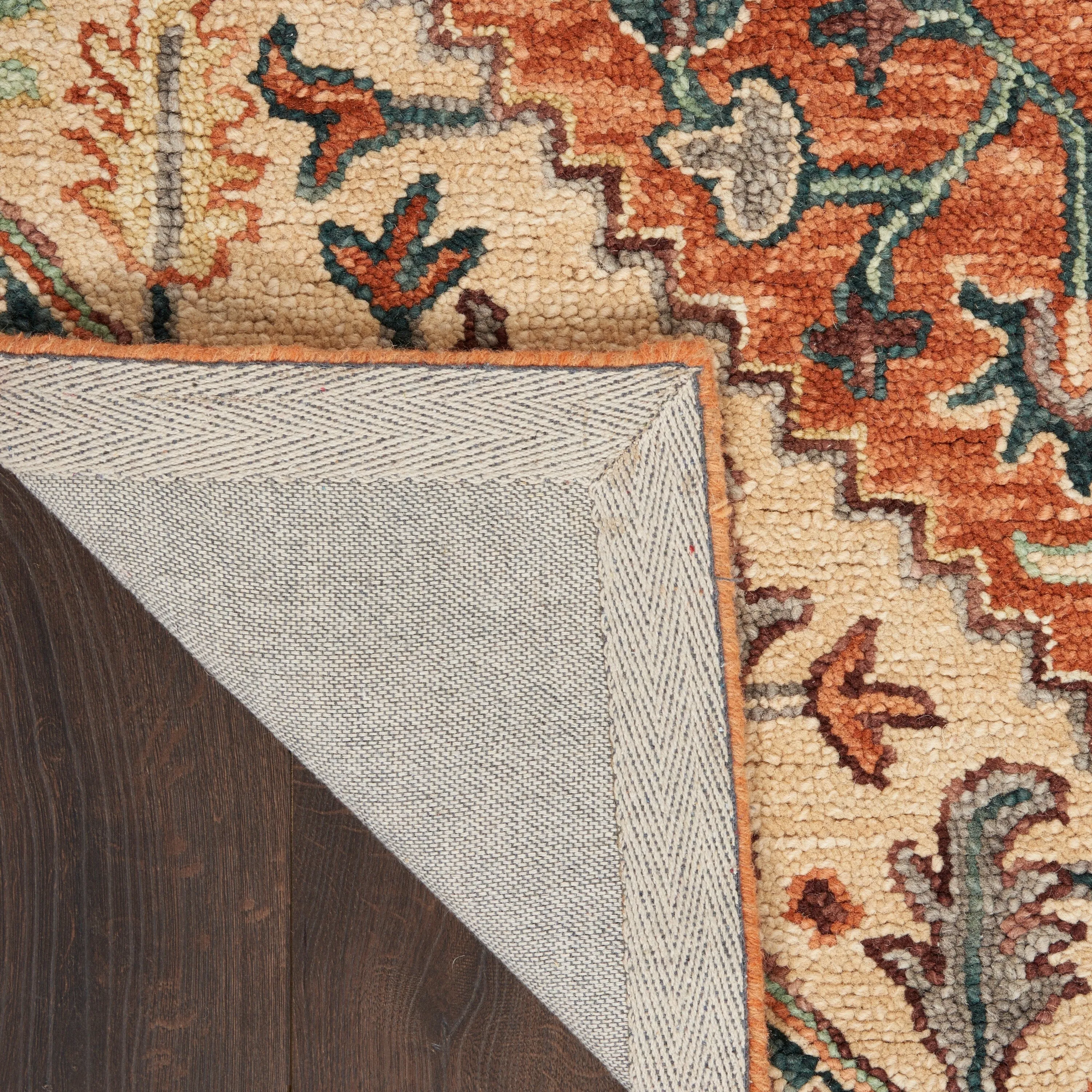 Nourison Bahari Hand-tufted Orange Persian Medallion Wool Area Rug