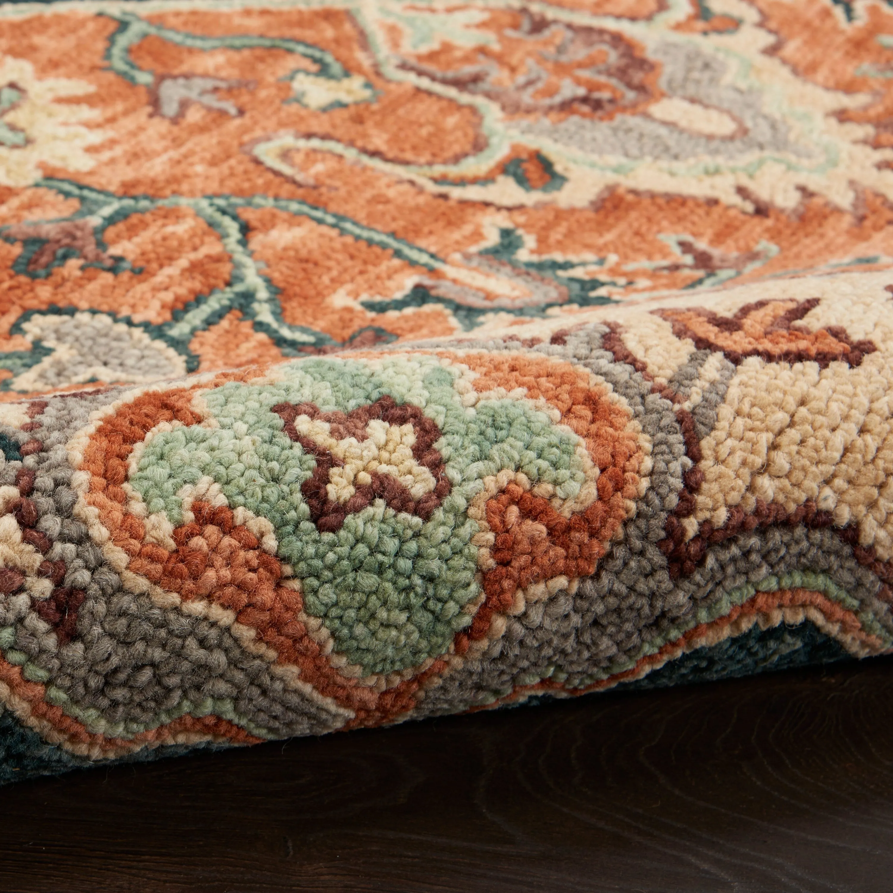 Nourison Bahari Hand-tufted Orange Persian Medallion Wool Area Rug