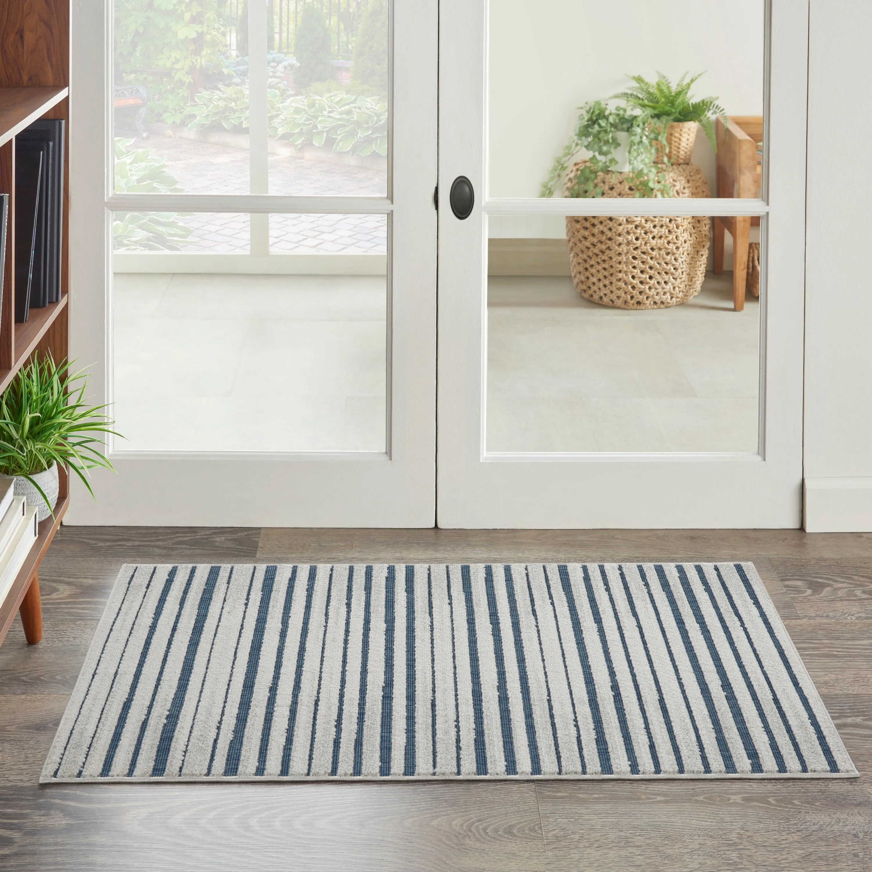 Nourison Calobra Traditional Geometric Stripe Indoor Outdoor Striped Area Rug