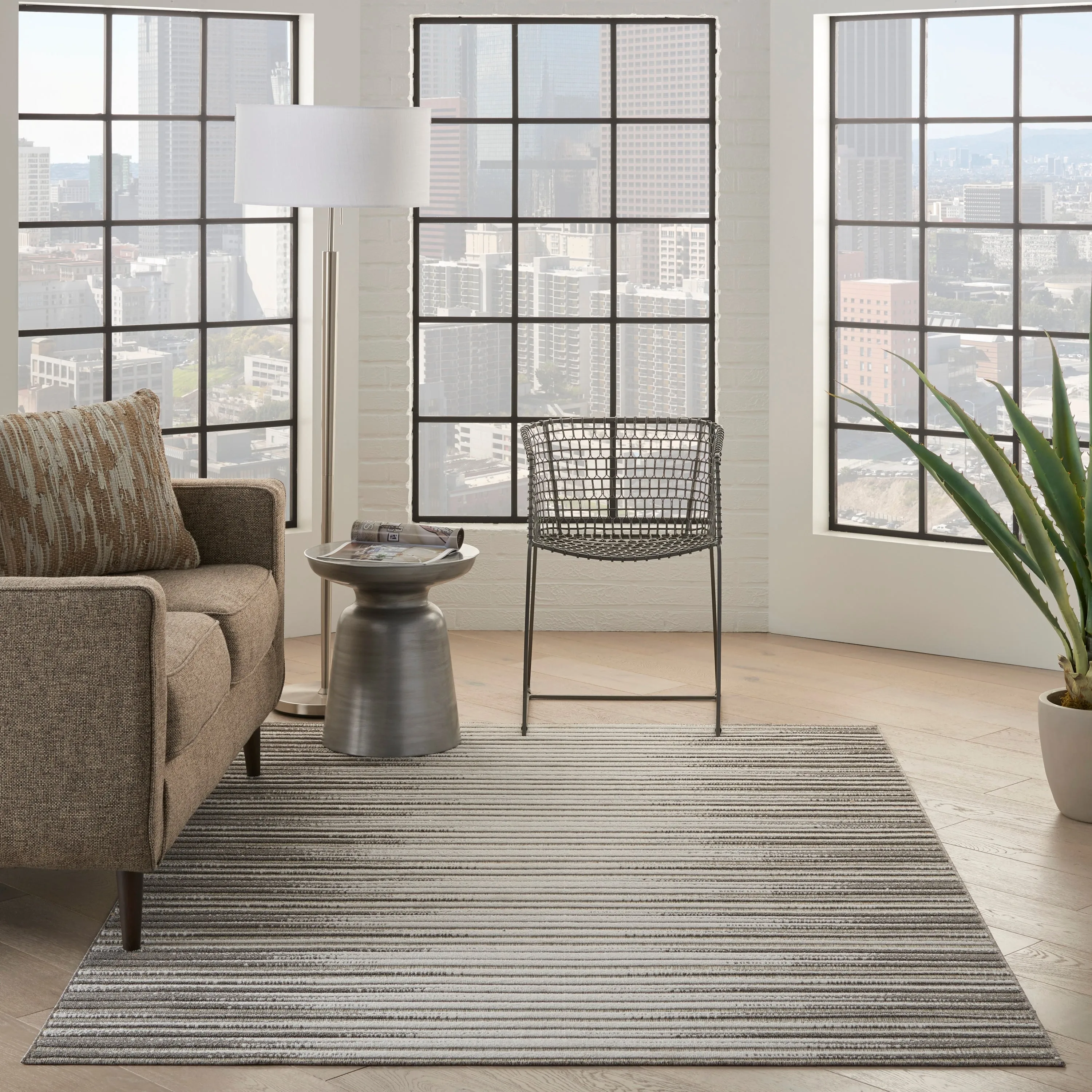 Nourison Calobra Traditional Geometric Stripe Indoor Outdoor Striped Area Rug