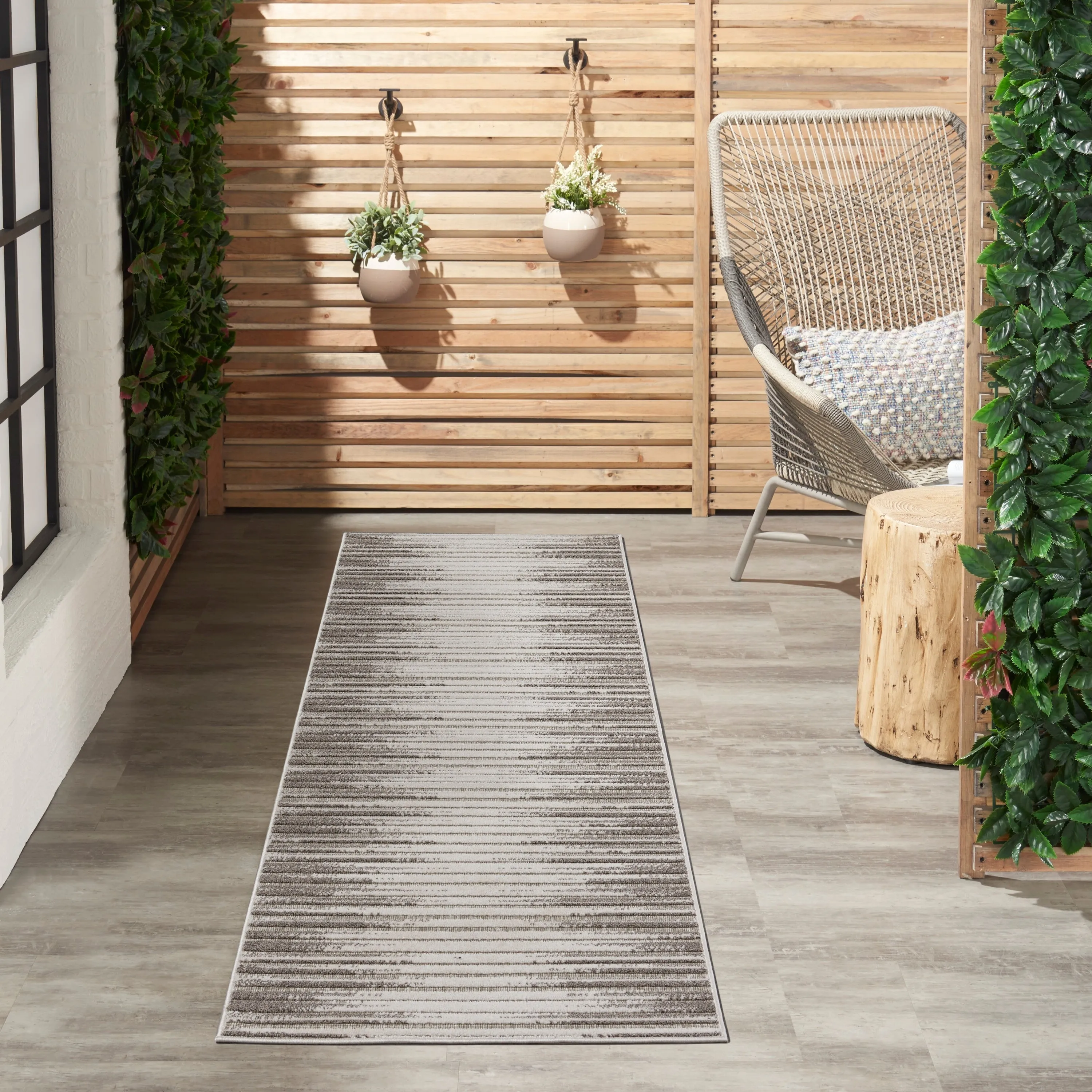 Nourison Calobra Traditional Geometric Stripe Indoor Outdoor Striped Area Rug