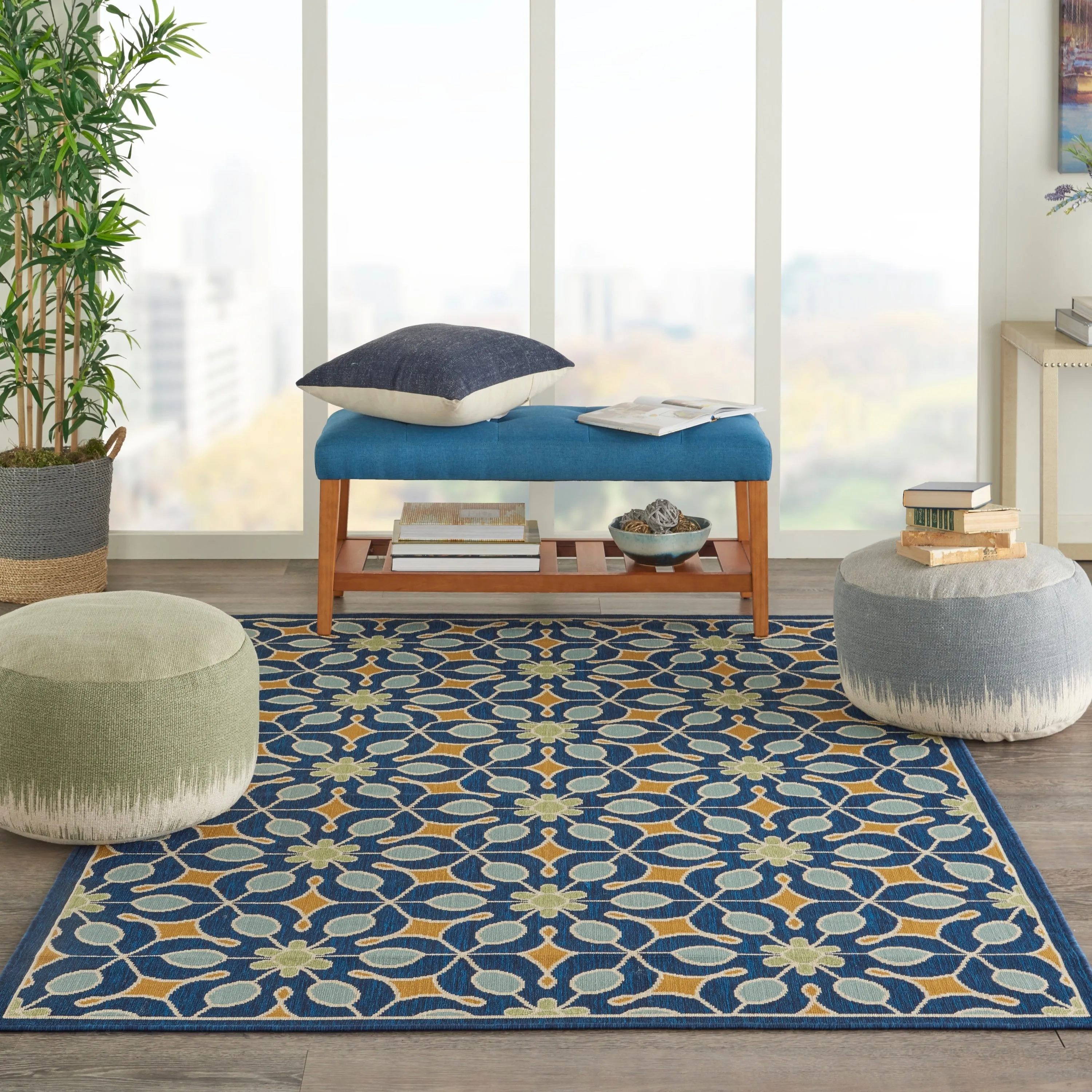 Nourison Caribbean Contemporary Floral Indoor/ Outdoor Area Rug
