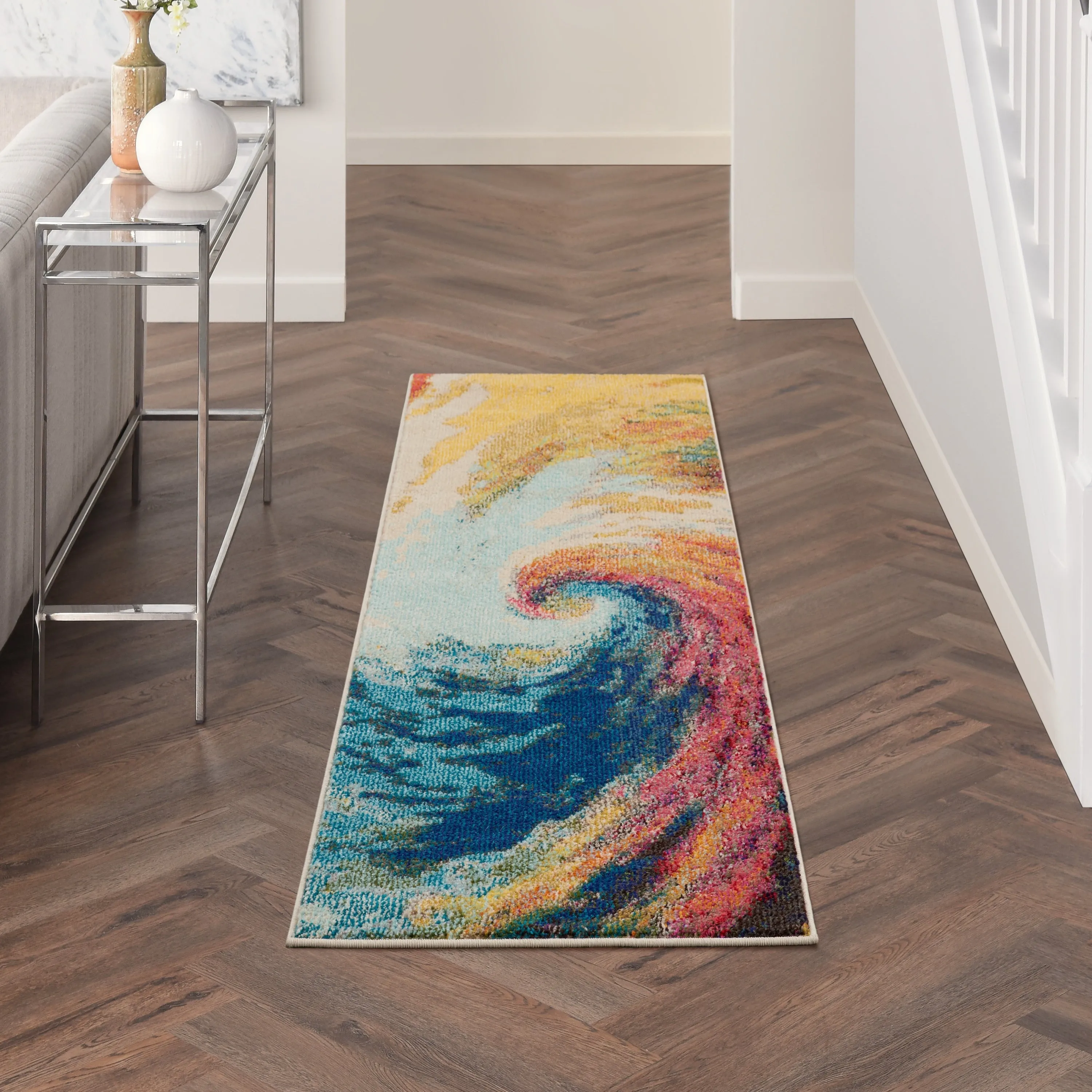 Nourison Celestial Abstract Modern Multicolored Colorful Wave Area Rug