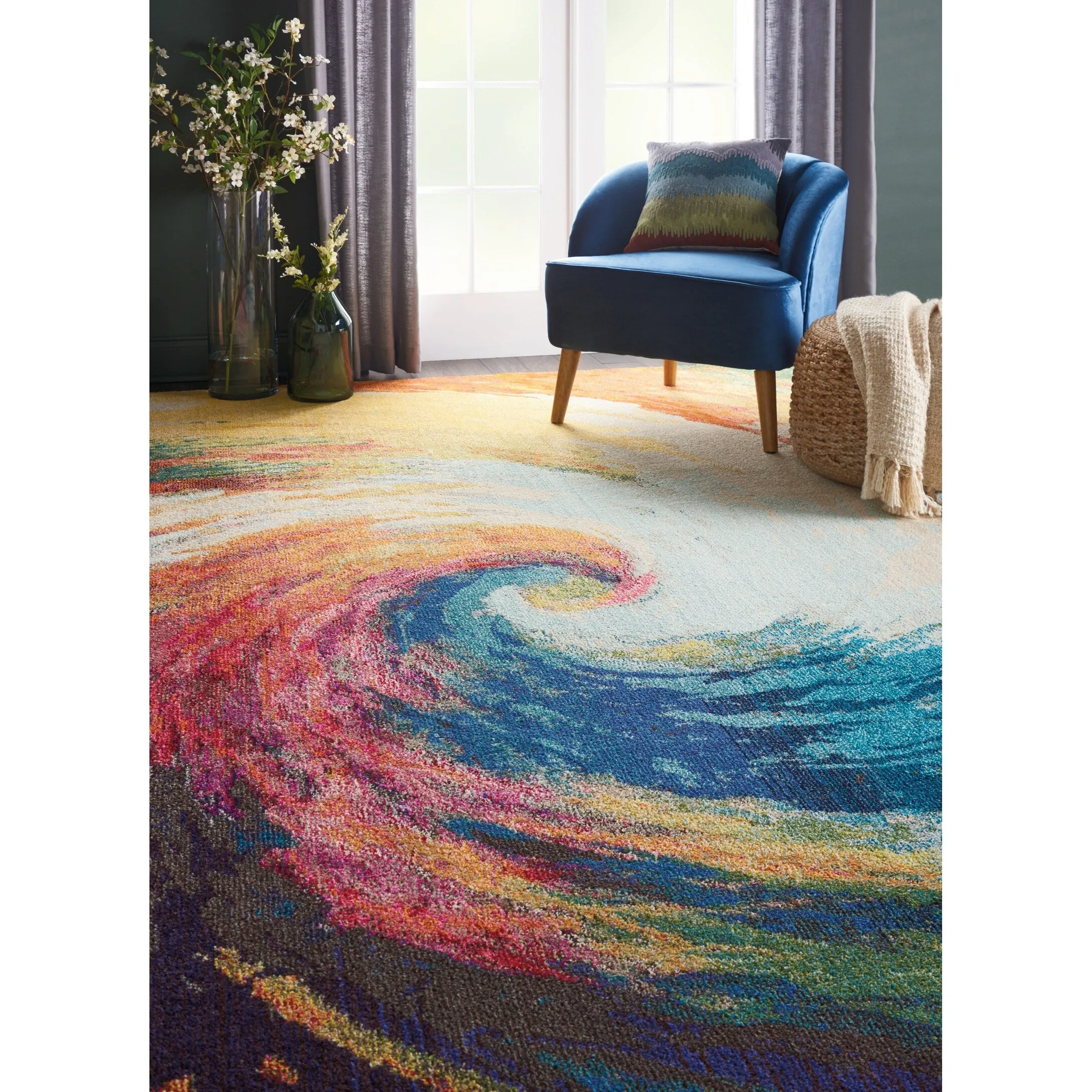 Nourison Celestial Abstract Modern Multicolored Colorful Wave Area Rug