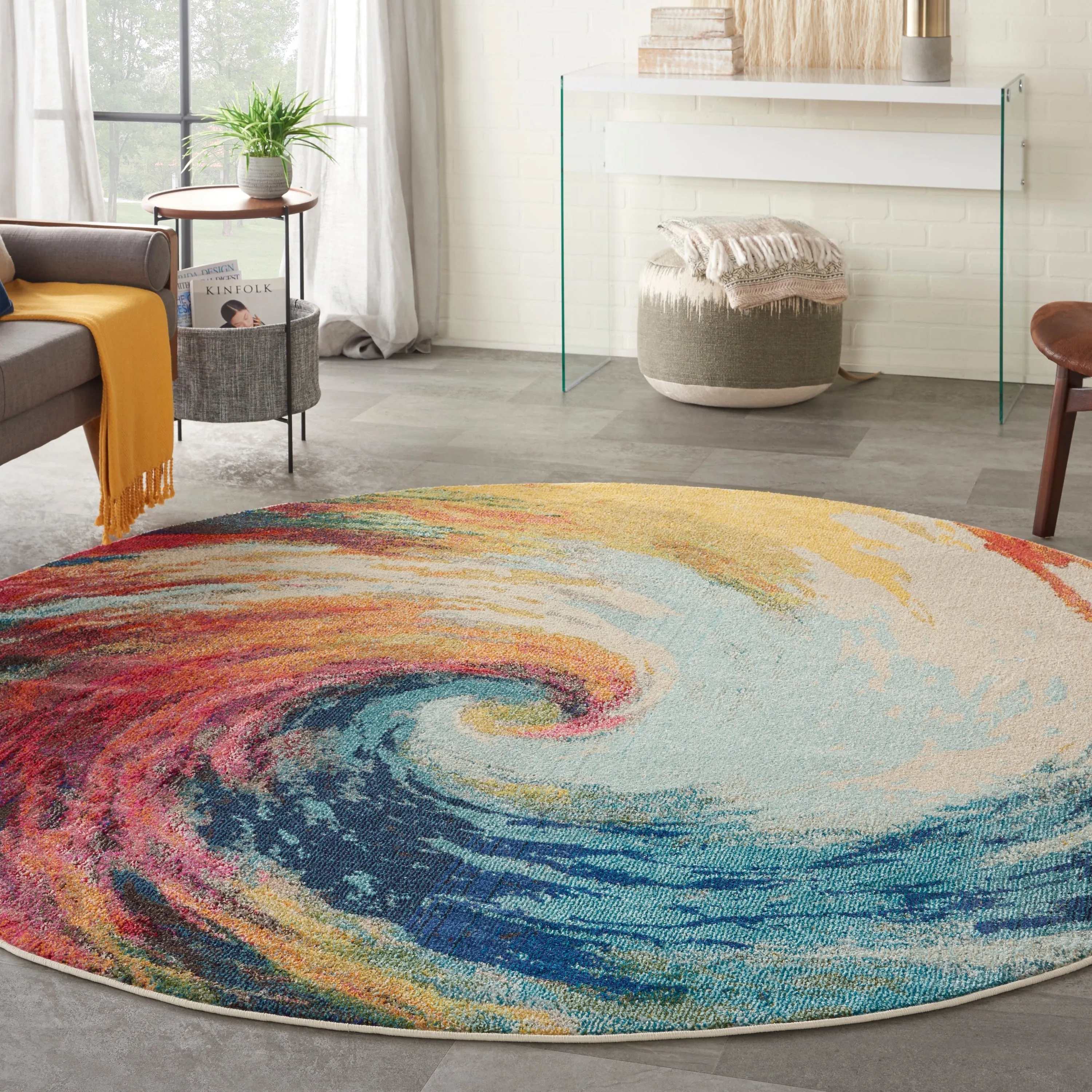 Nourison Celestial Abstract Modern Multicolored Colorful Wave Area Rug