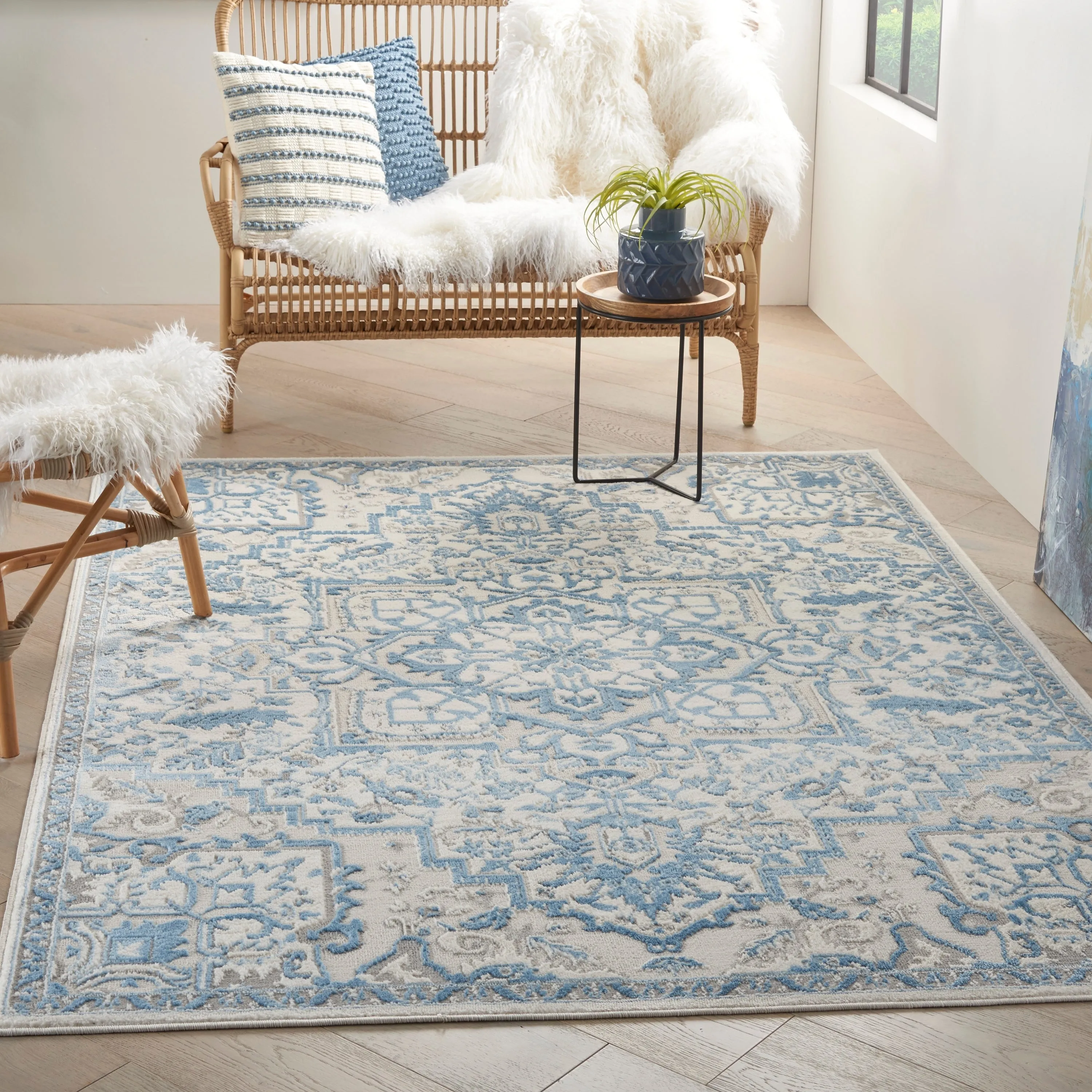 Nourison Elation Floral Medallion French Country Area Rug