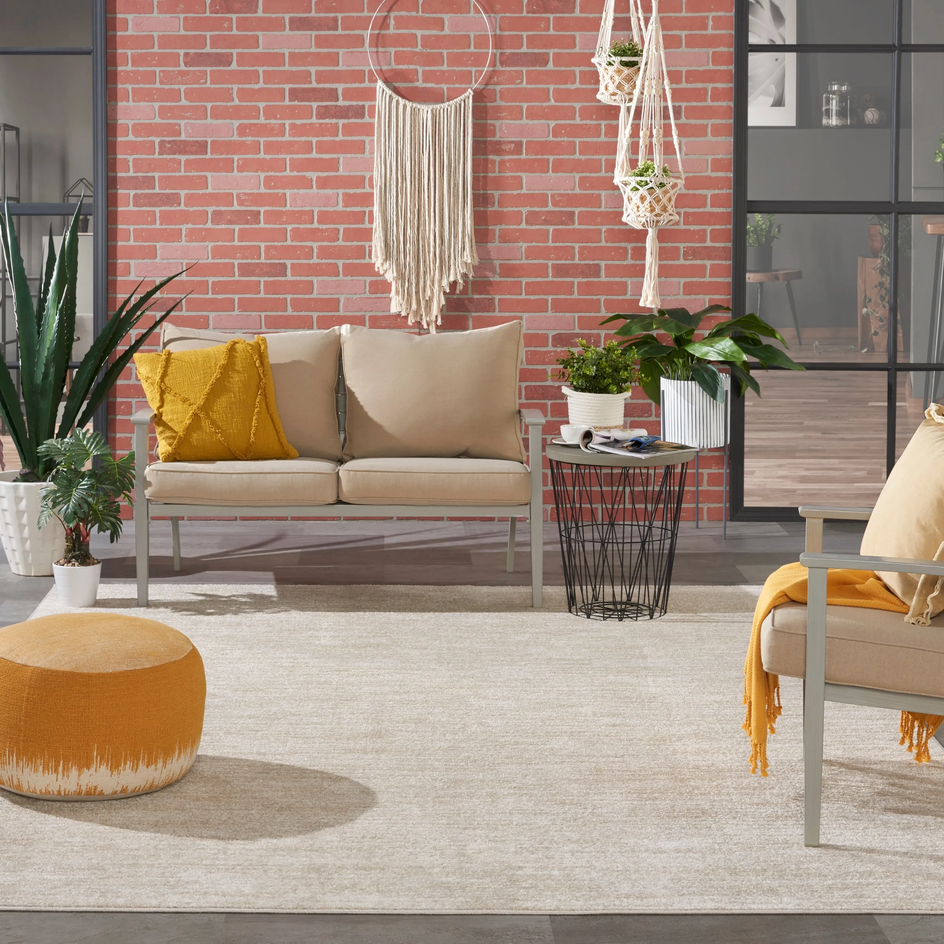 Nourison Essentials Solid Contemporary Indoor/Outdoor Area Rug