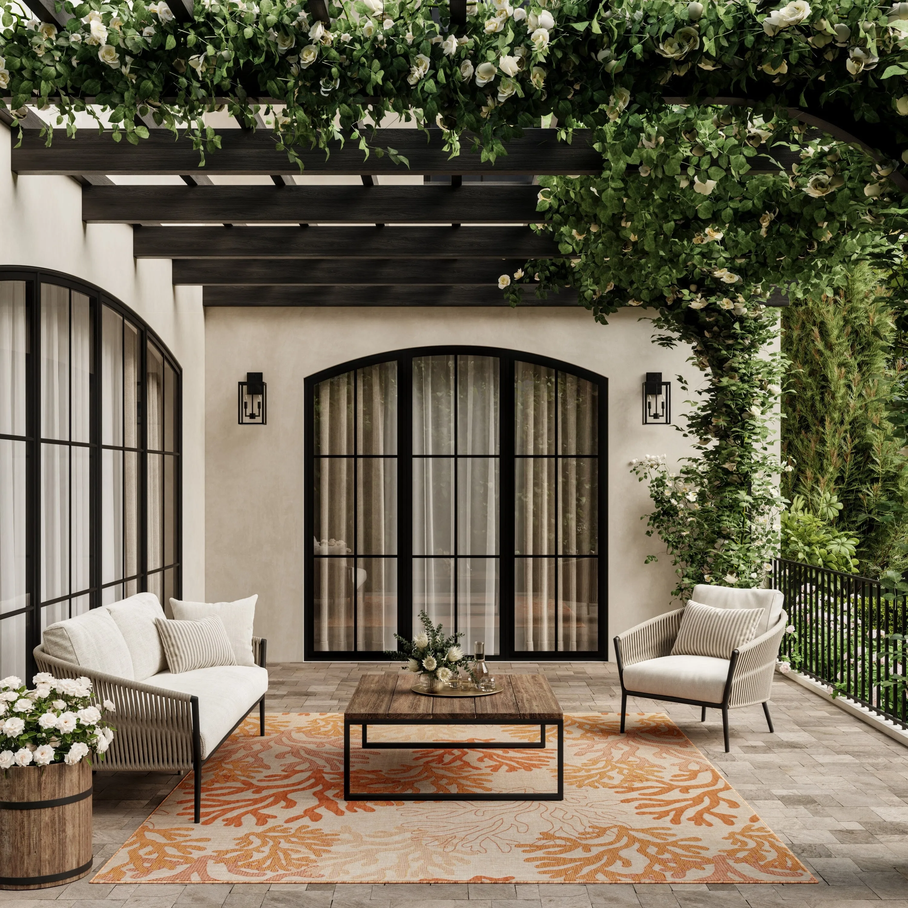 Nourison Garden Oasis Indoor/Outdoor Nature Area Rug.