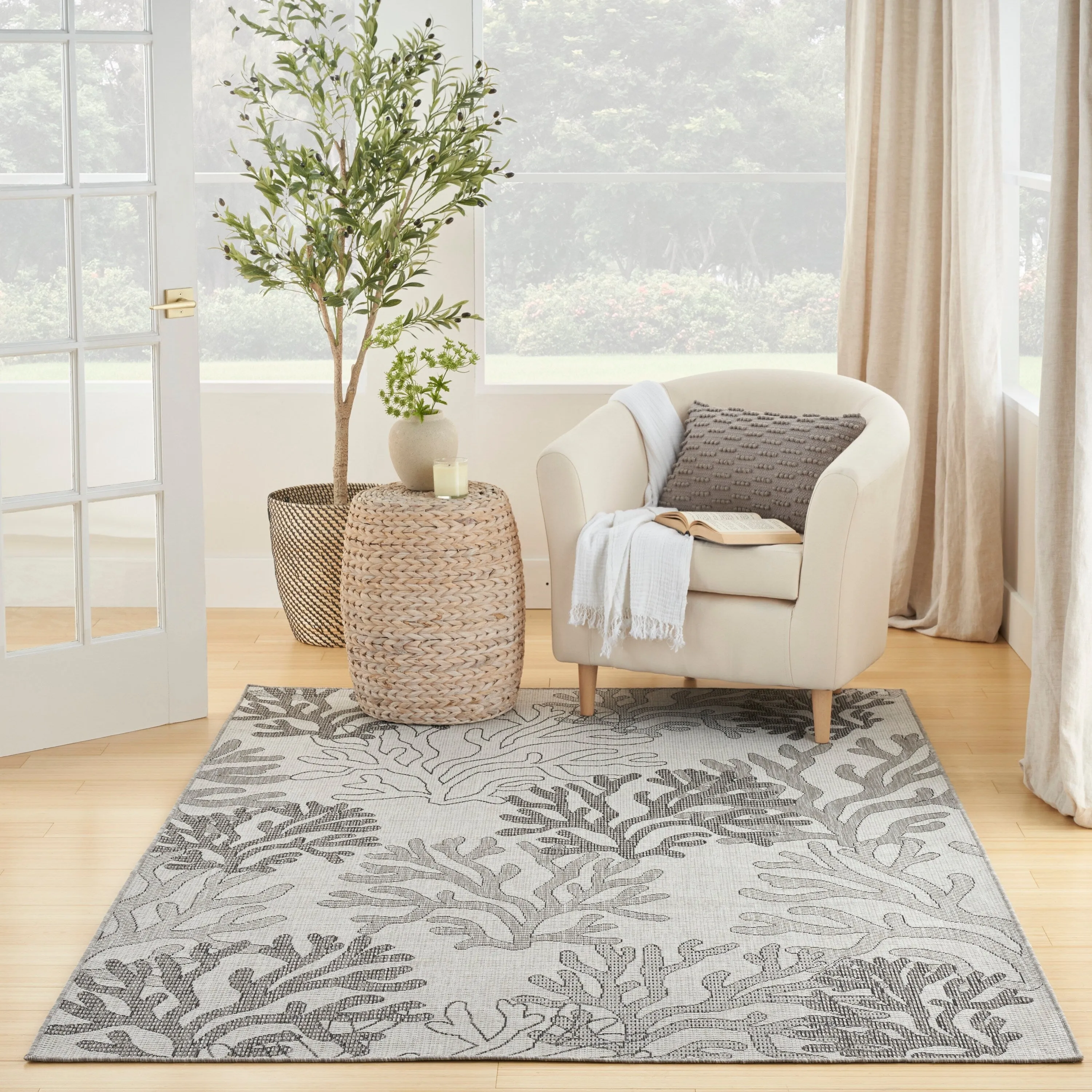 Nourison Garden Oasis Indoor/Outdoor Nature Area Rug.