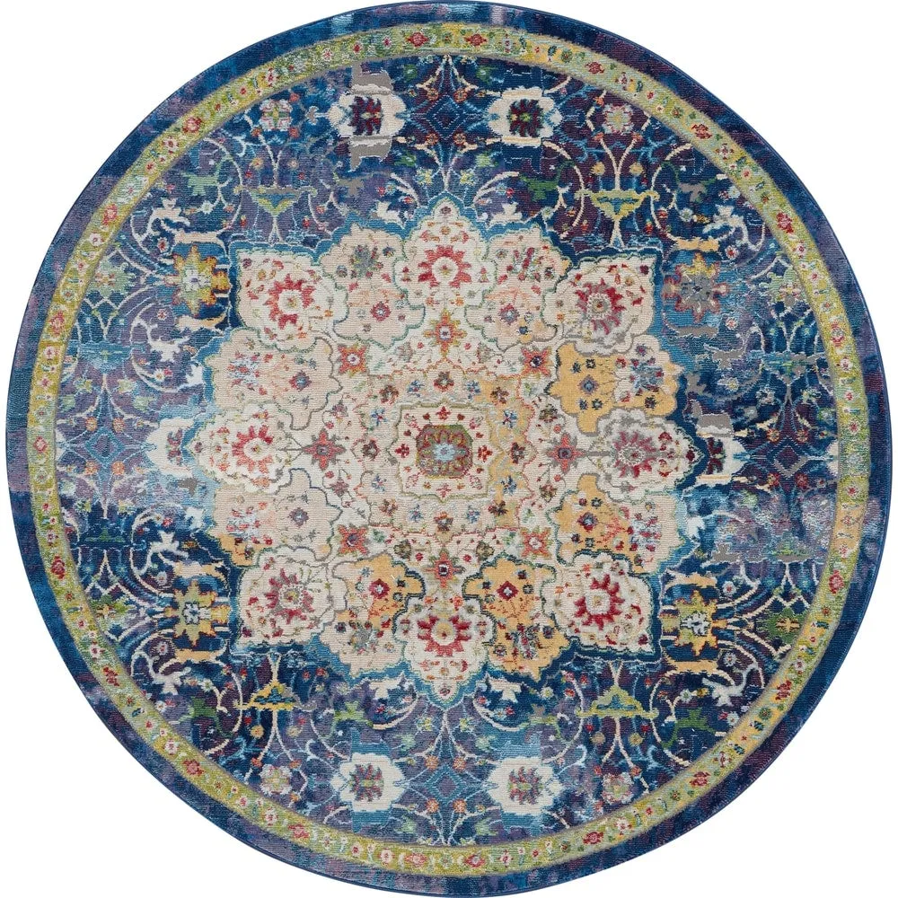 Nourison Global Vintage Blue Medallion Area Rug