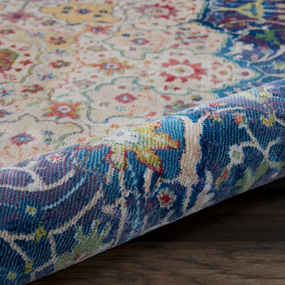 Nourison Global Vintage Blue Medallion Area Rug