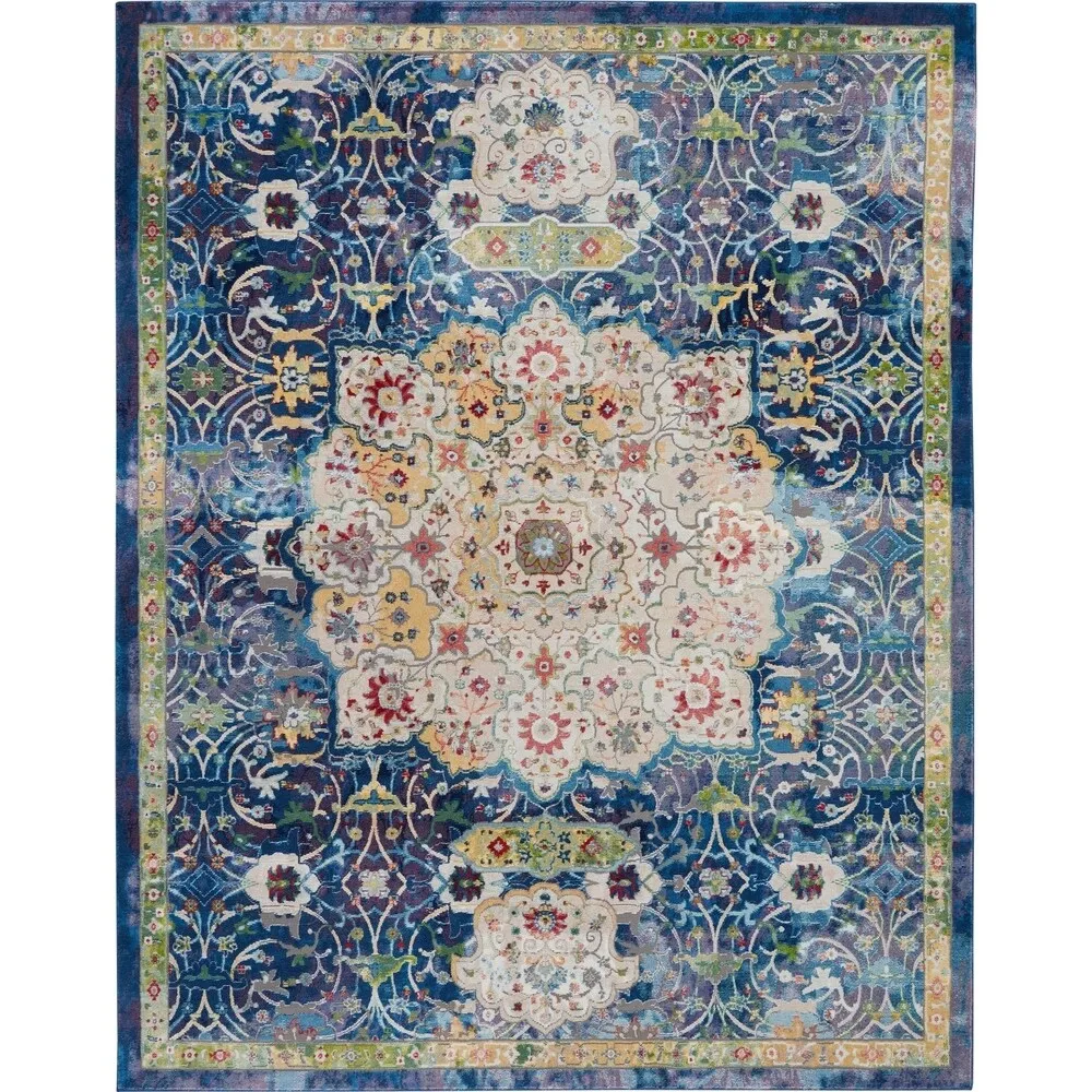 Nourison Global Vintage Blue Medallion Area Rug