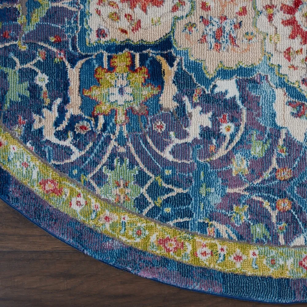 Nourison Global Vintage Blue Medallion Area Rug