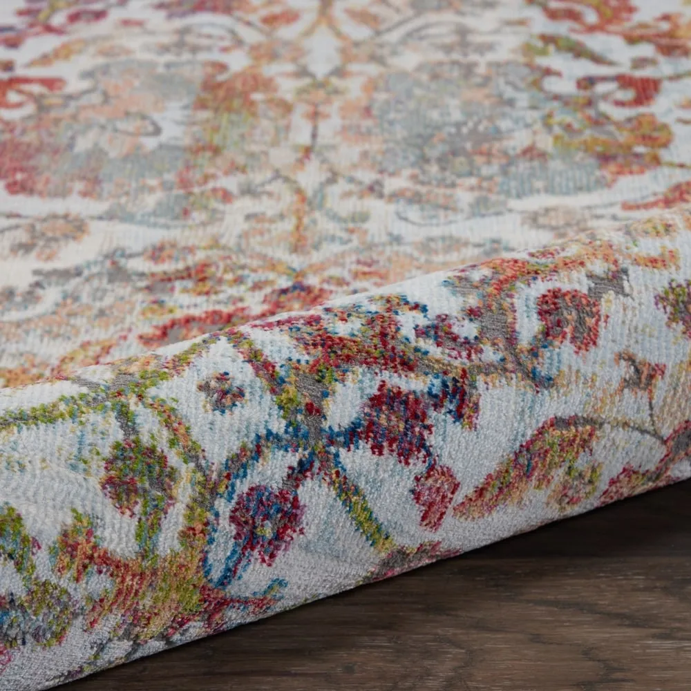 Nourison Global Vintage Ivory/Orange Damask Area Rug